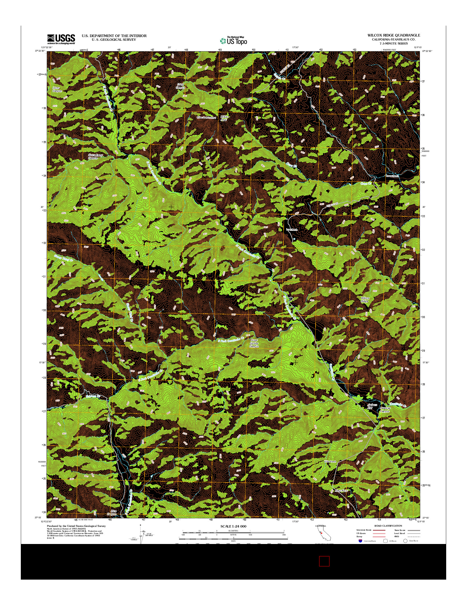 USGS US TOPO 7.5-MINUTE MAP FOR WILCOX RIDGE, CA 2012