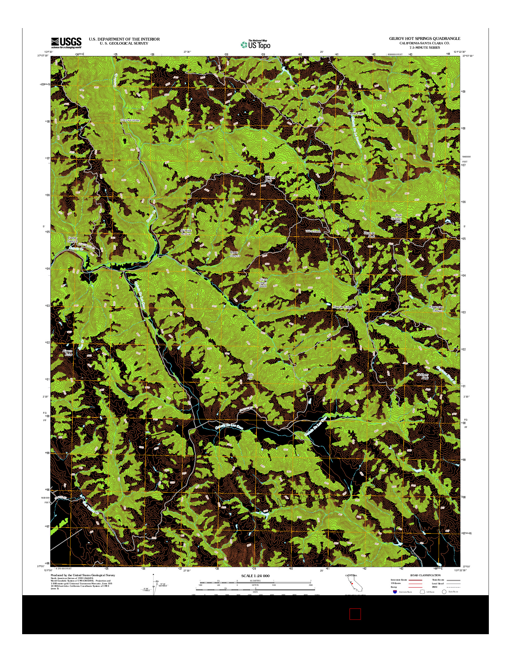 USGS US TOPO 7.5-MINUTE MAP FOR GILROY HOT SPRINGS, CA 2012