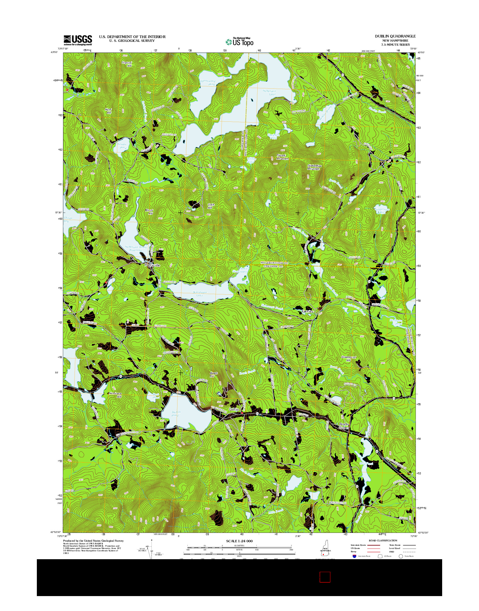 USGS US TOPO 7.5-MINUTE MAP FOR DUBLIN, NH 2012