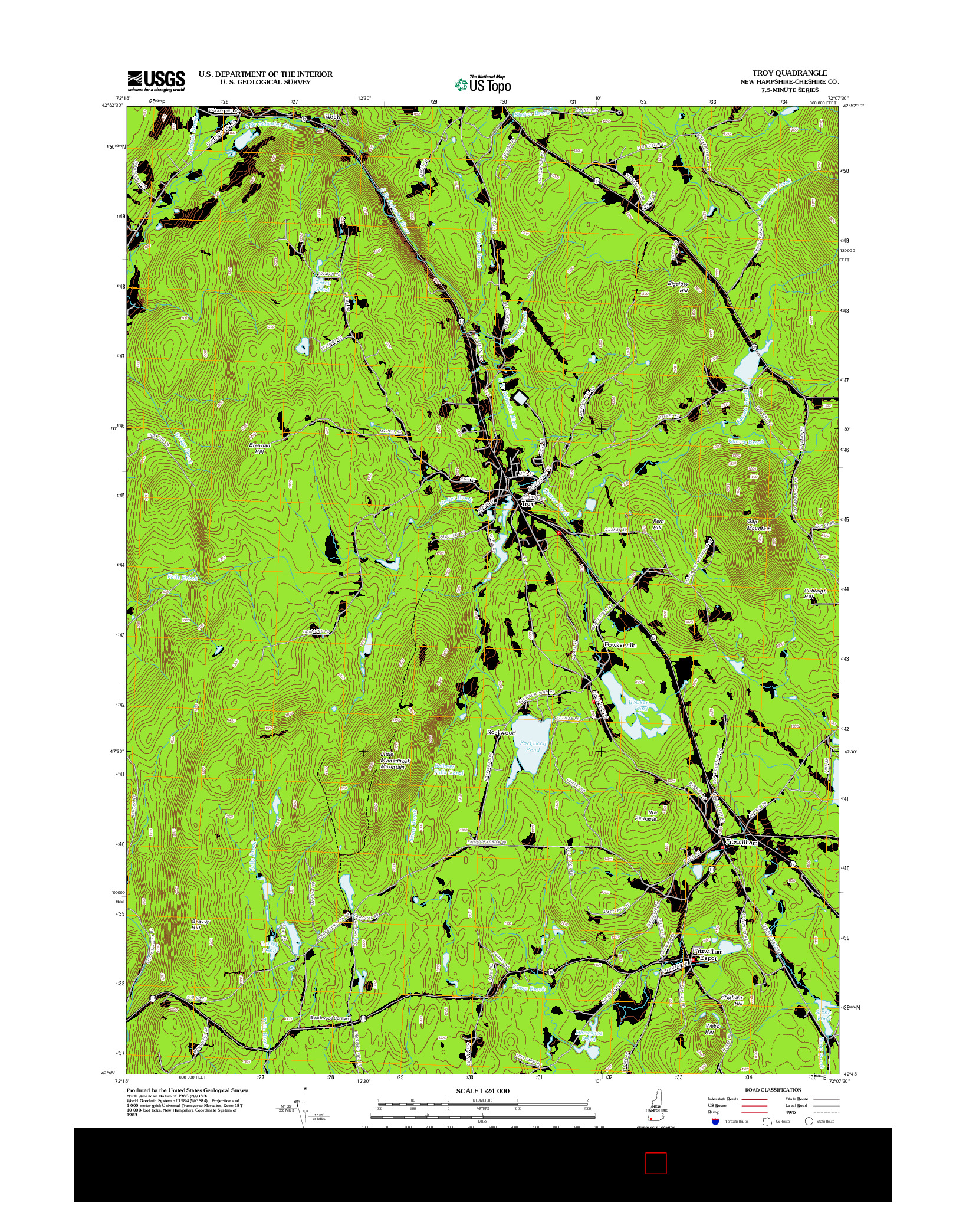 USGS US TOPO 7.5-MINUTE MAP FOR TROY, NH 2012