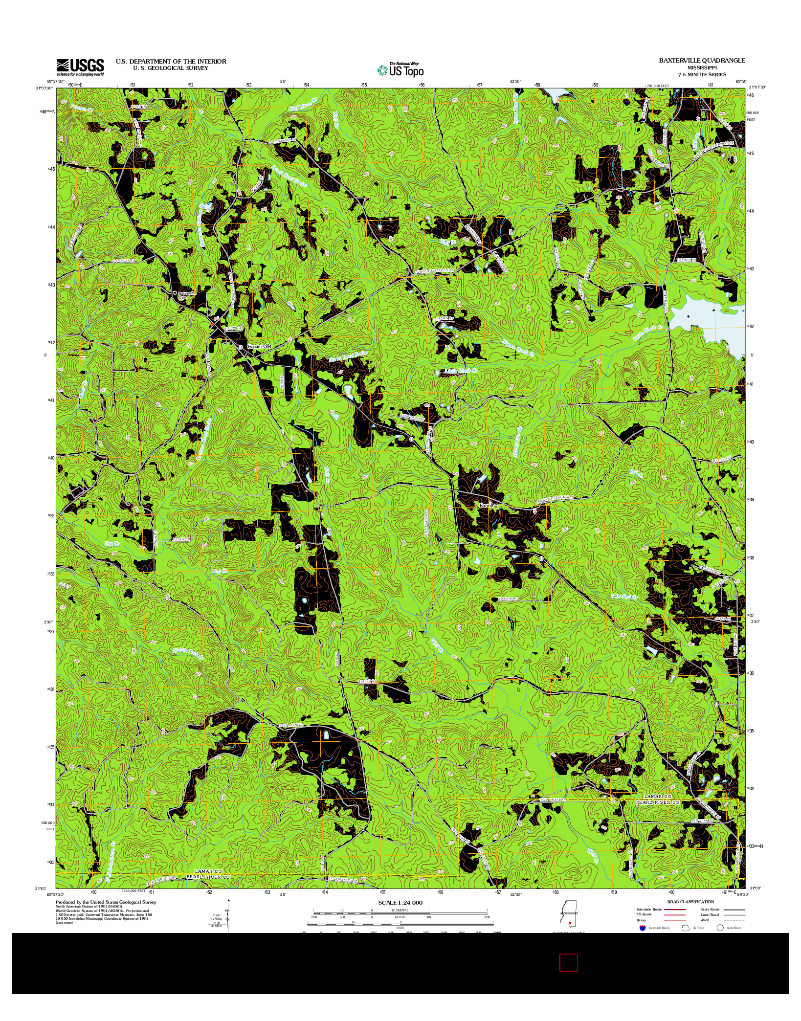 USGS US TOPO 7.5-MINUTE MAP FOR BAXTERVILLE, MS 2012