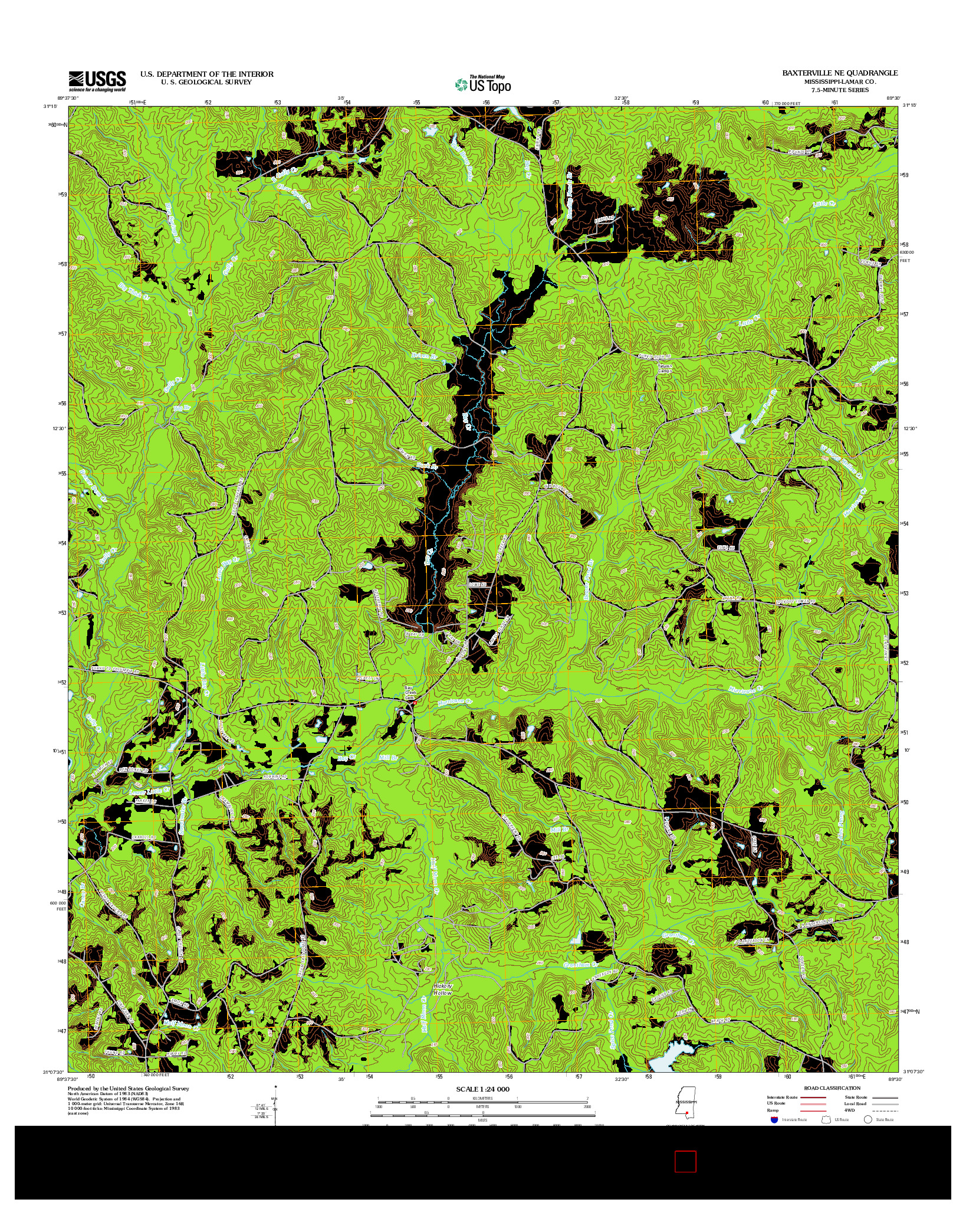 USGS US TOPO 7.5-MINUTE MAP FOR BAXTERVILLE NE, MS 2012