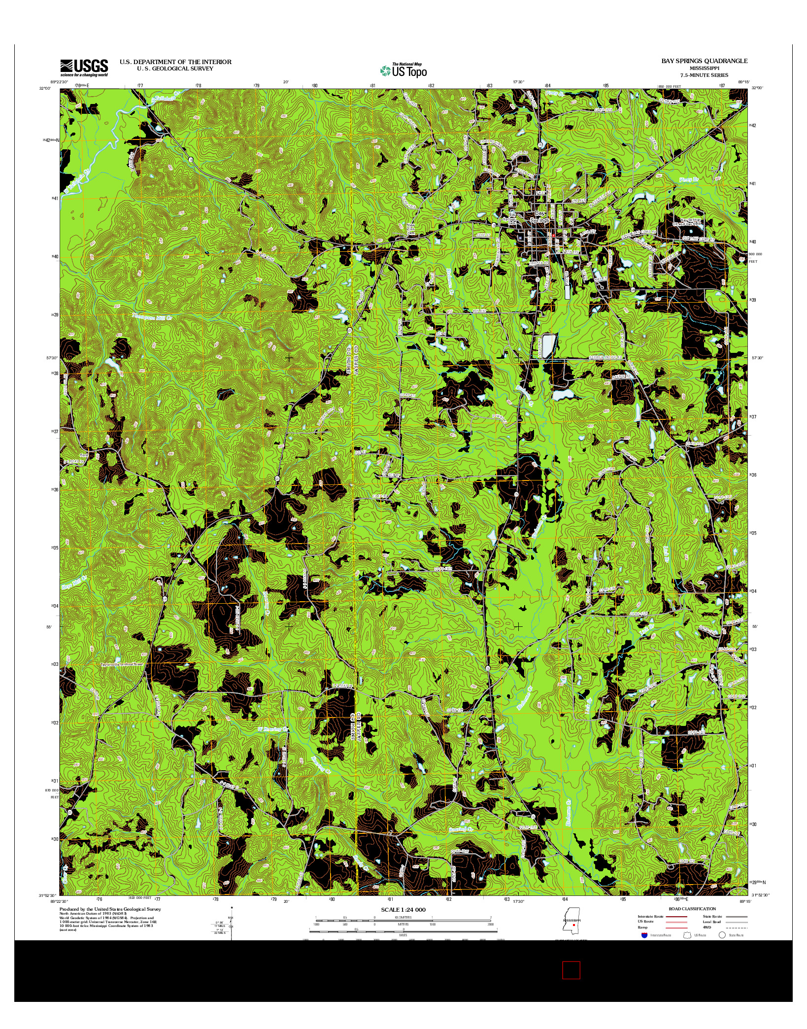 USGS US TOPO 7.5-MINUTE MAP FOR BAY SPRINGS, MS 2012