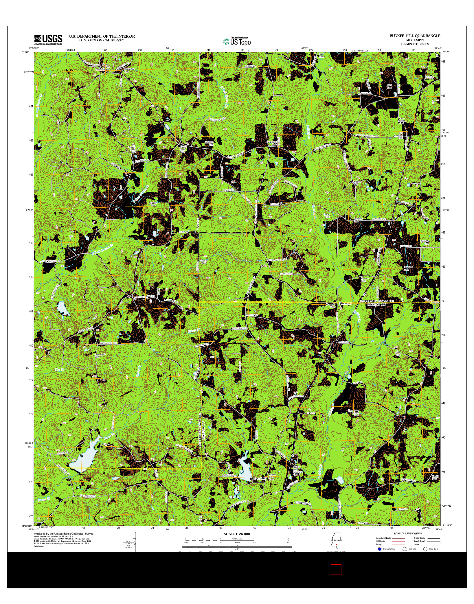 USGS US TOPO 7.5-MINUTE MAP FOR BUNKER HILL, MS 2012