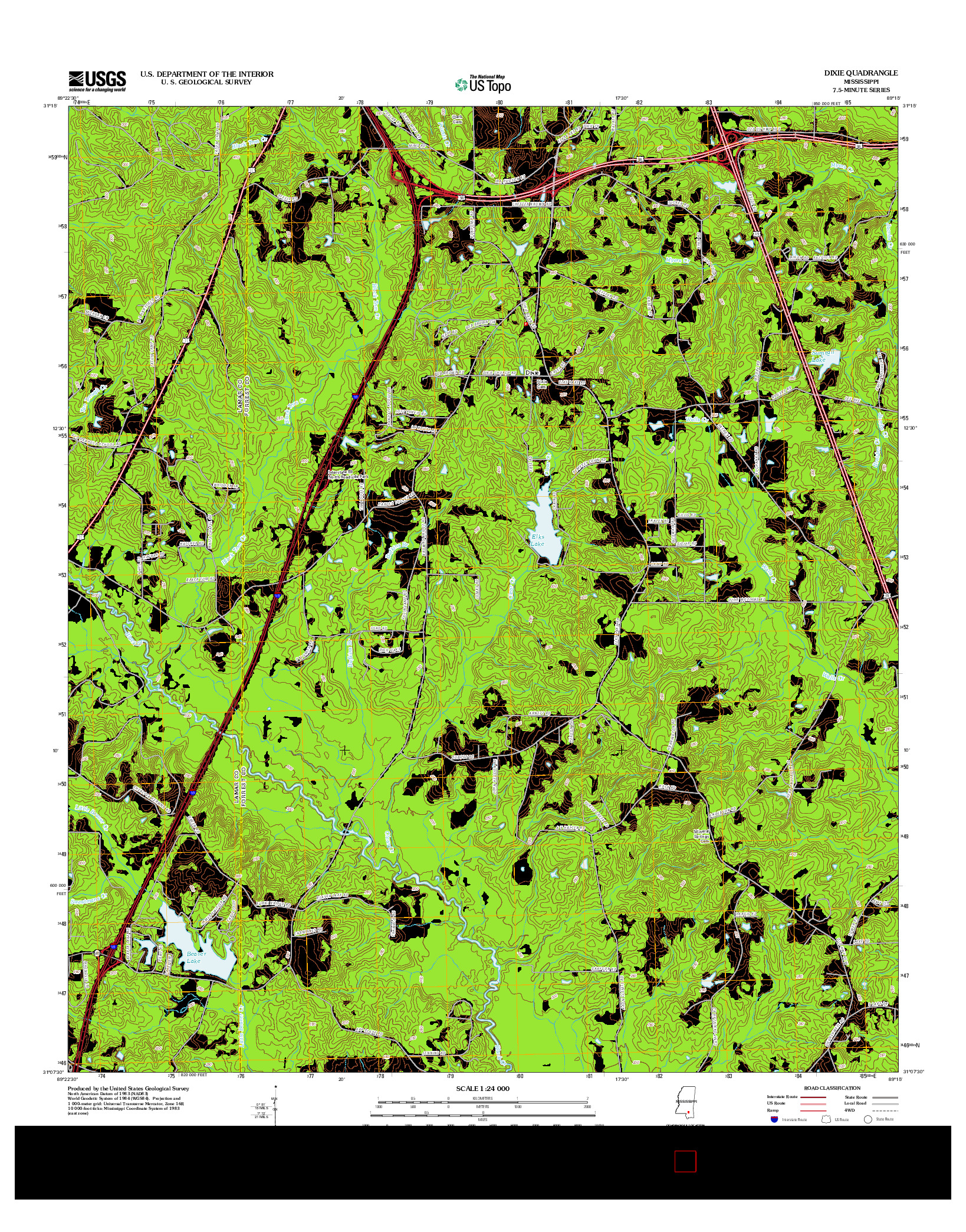 USGS US TOPO 7.5-MINUTE MAP FOR DIXIE, MS 2012