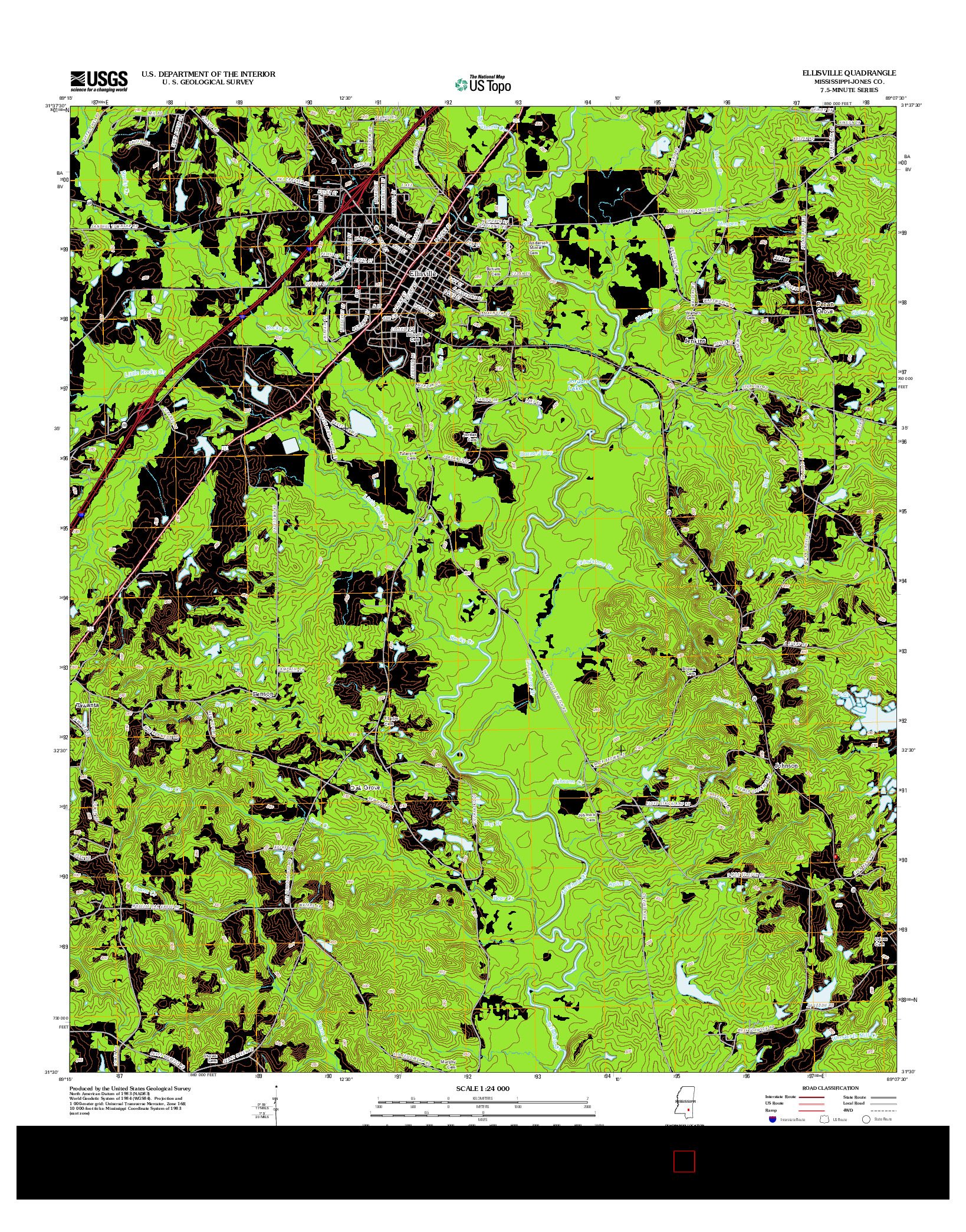 USGS US TOPO 7.5-MINUTE MAP FOR ELLISVILLE, MS 2012