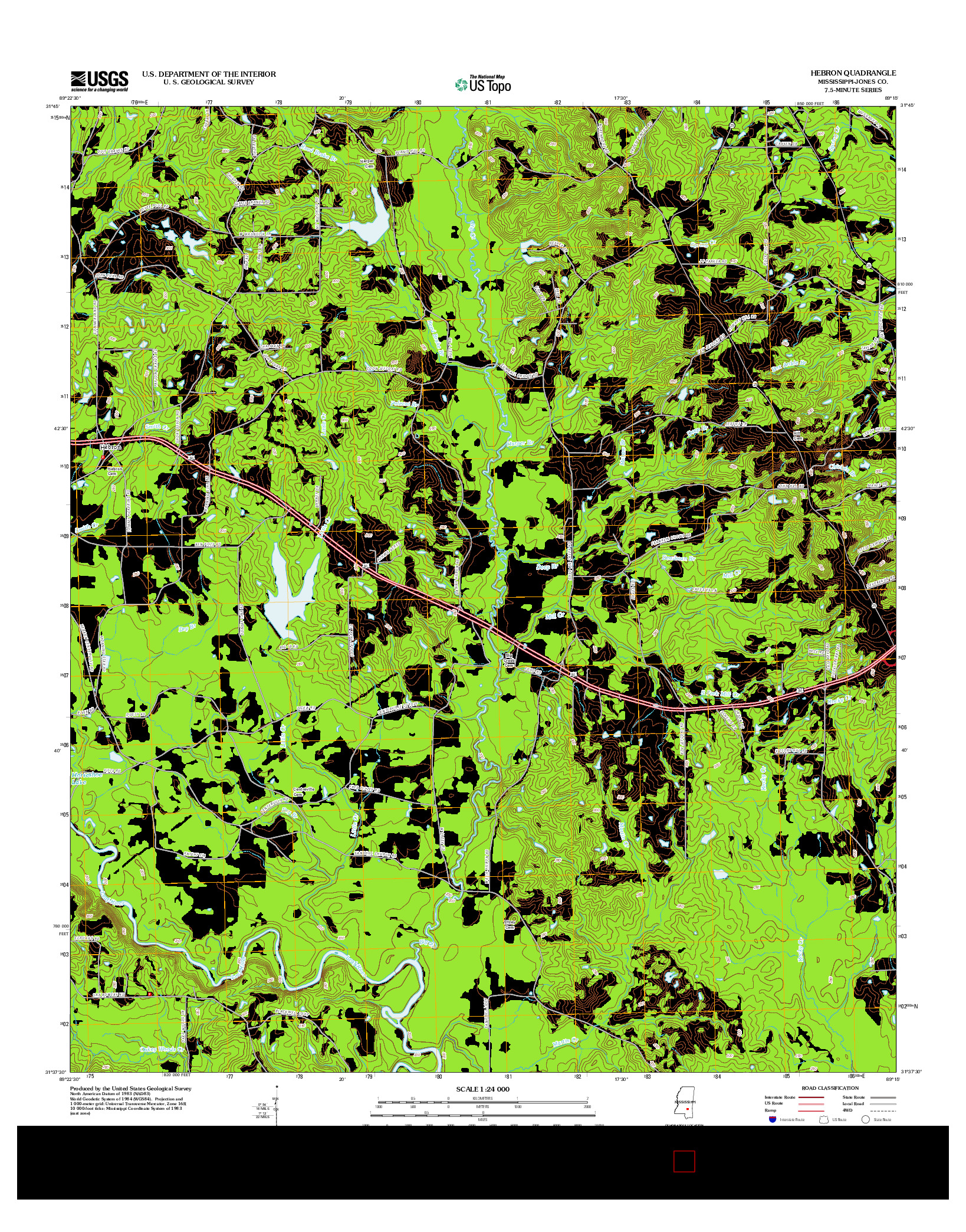 USGS US TOPO 7.5-MINUTE MAP FOR HEBRON, MS 2012