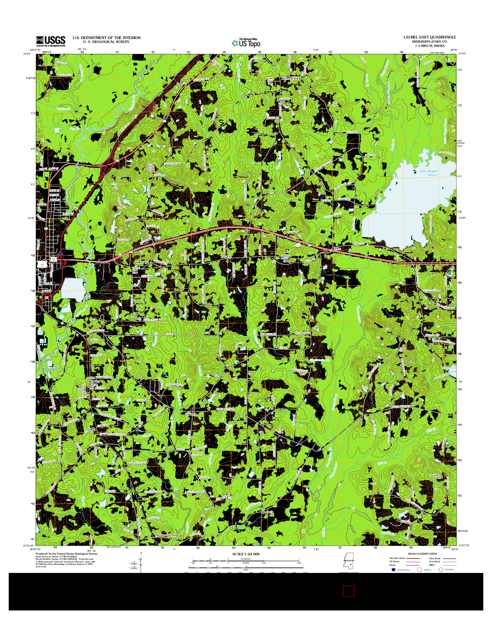 USGS US TOPO 7.5-MINUTE MAP FOR LAUREL EAST, MS 2012