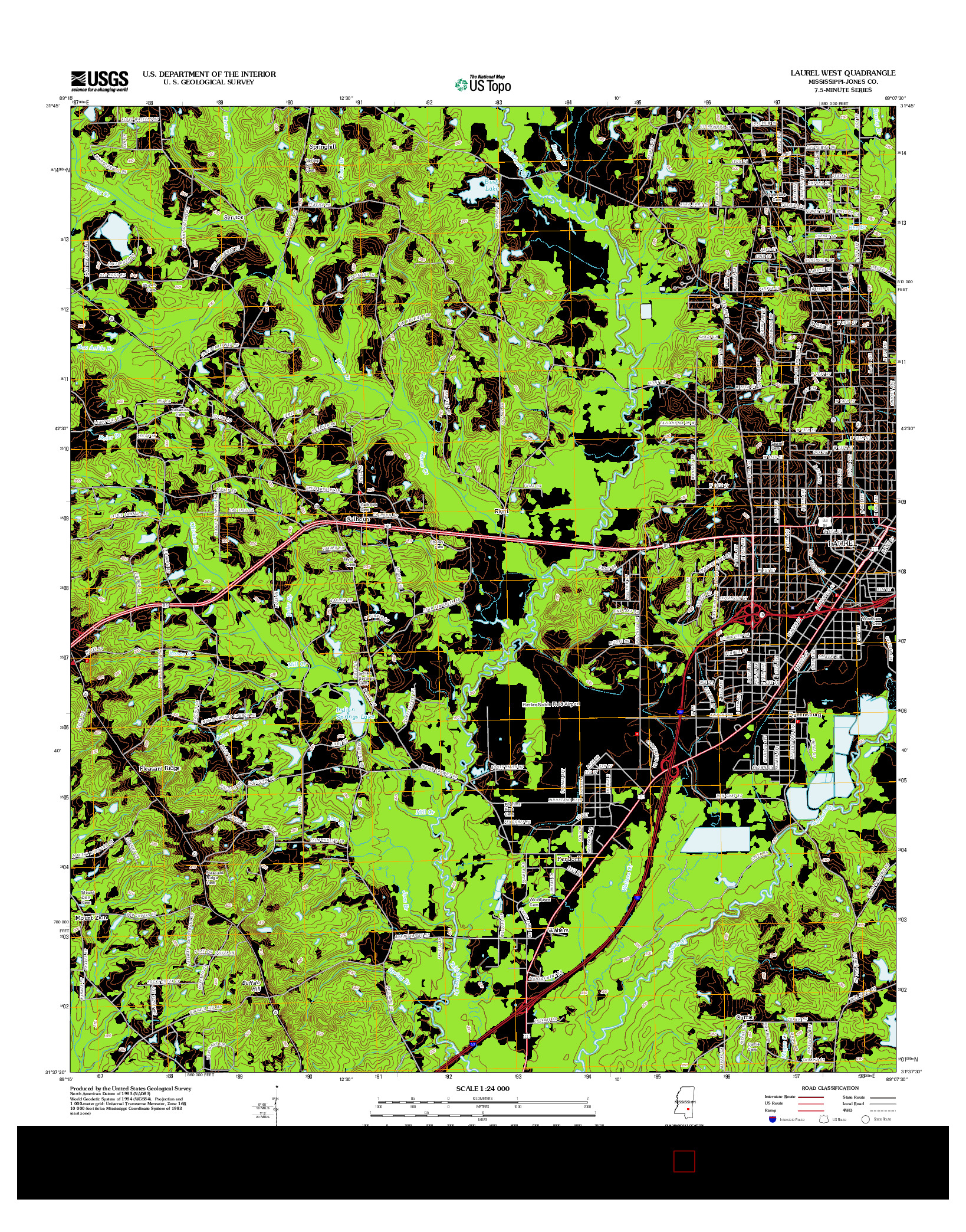 USGS US TOPO 7.5-MINUTE MAP FOR LAUREL WEST, MS 2012