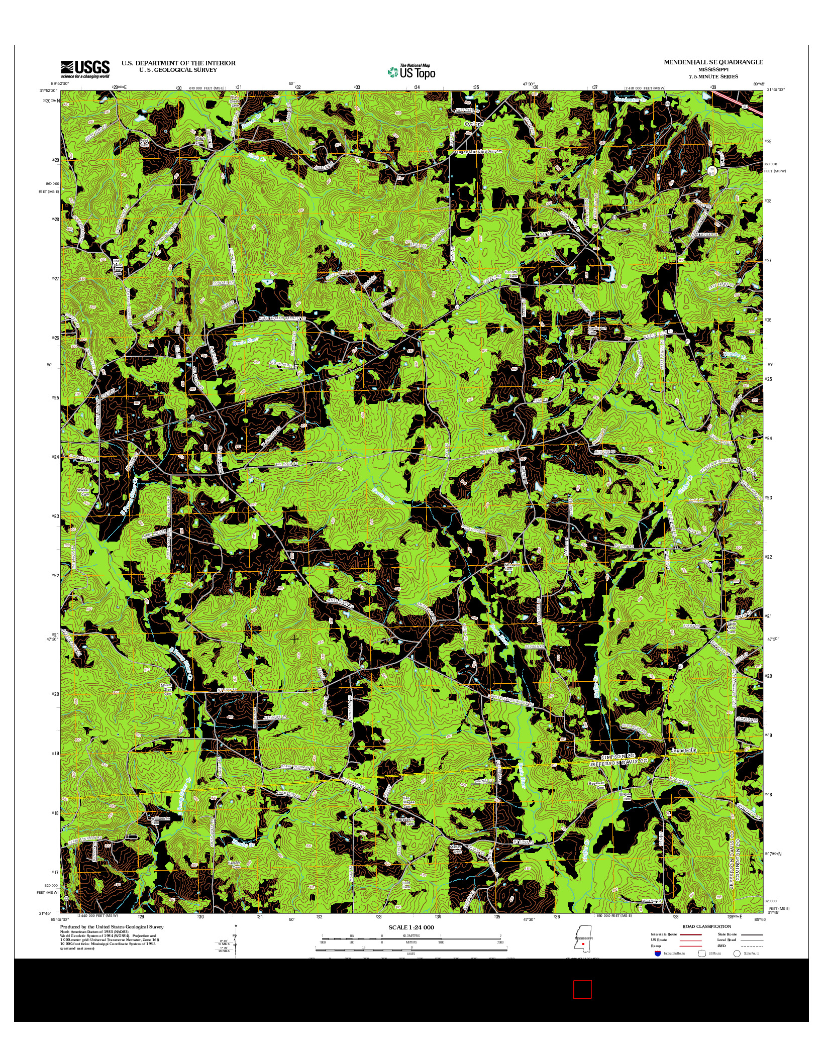 USGS US TOPO 7.5-MINUTE MAP FOR MENDENHALL SE, MS 2012