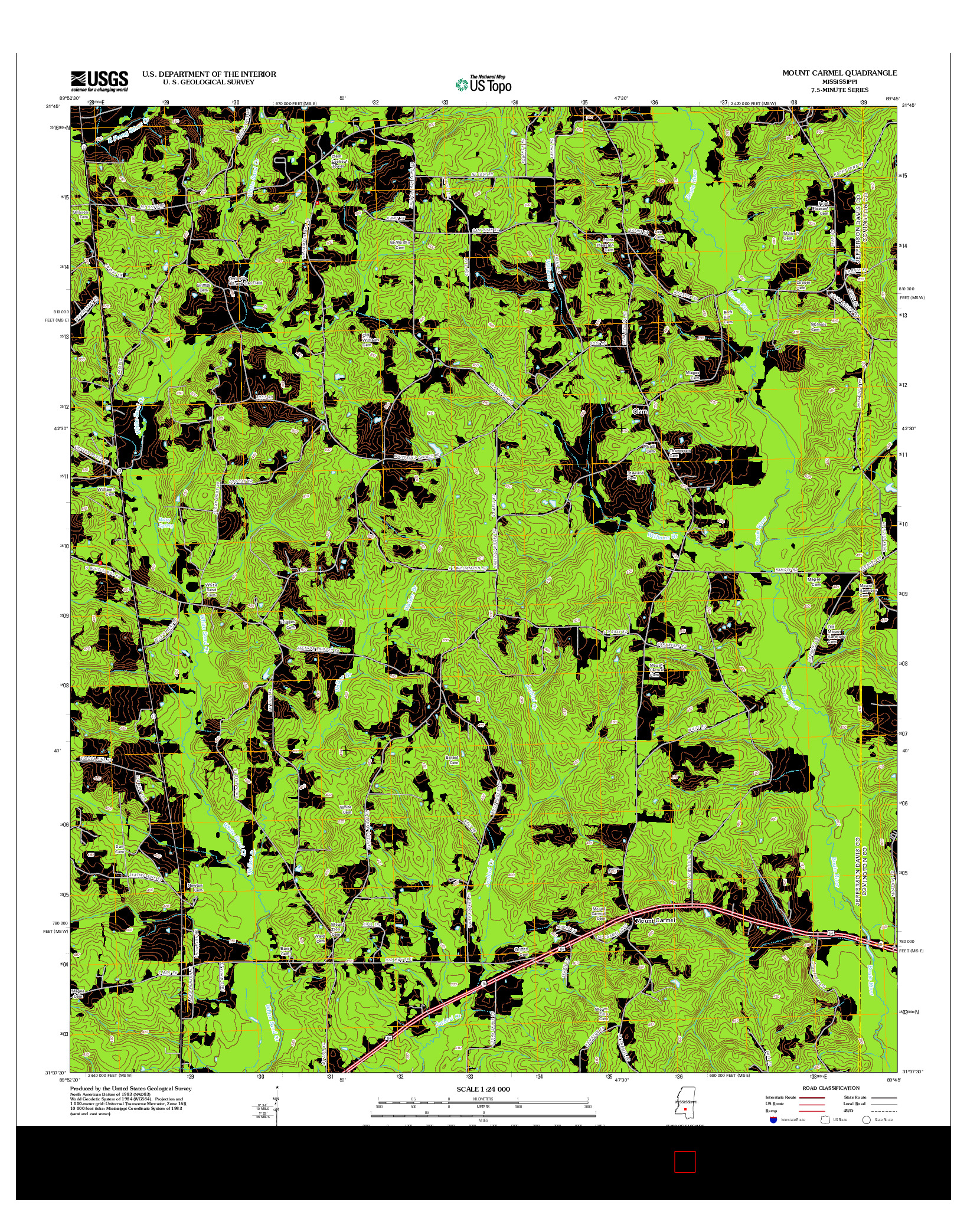 USGS US TOPO 7.5-MINUTE MAP FOR MOUNT CARMEL, MS 2012