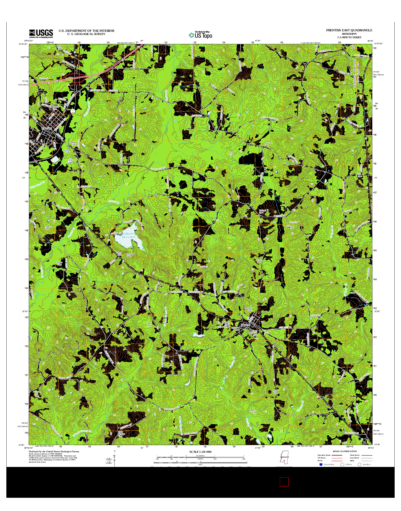 USGS US TOPO 7.5-MINUTE MAP FOR PRENTISS EAST, MS 2012