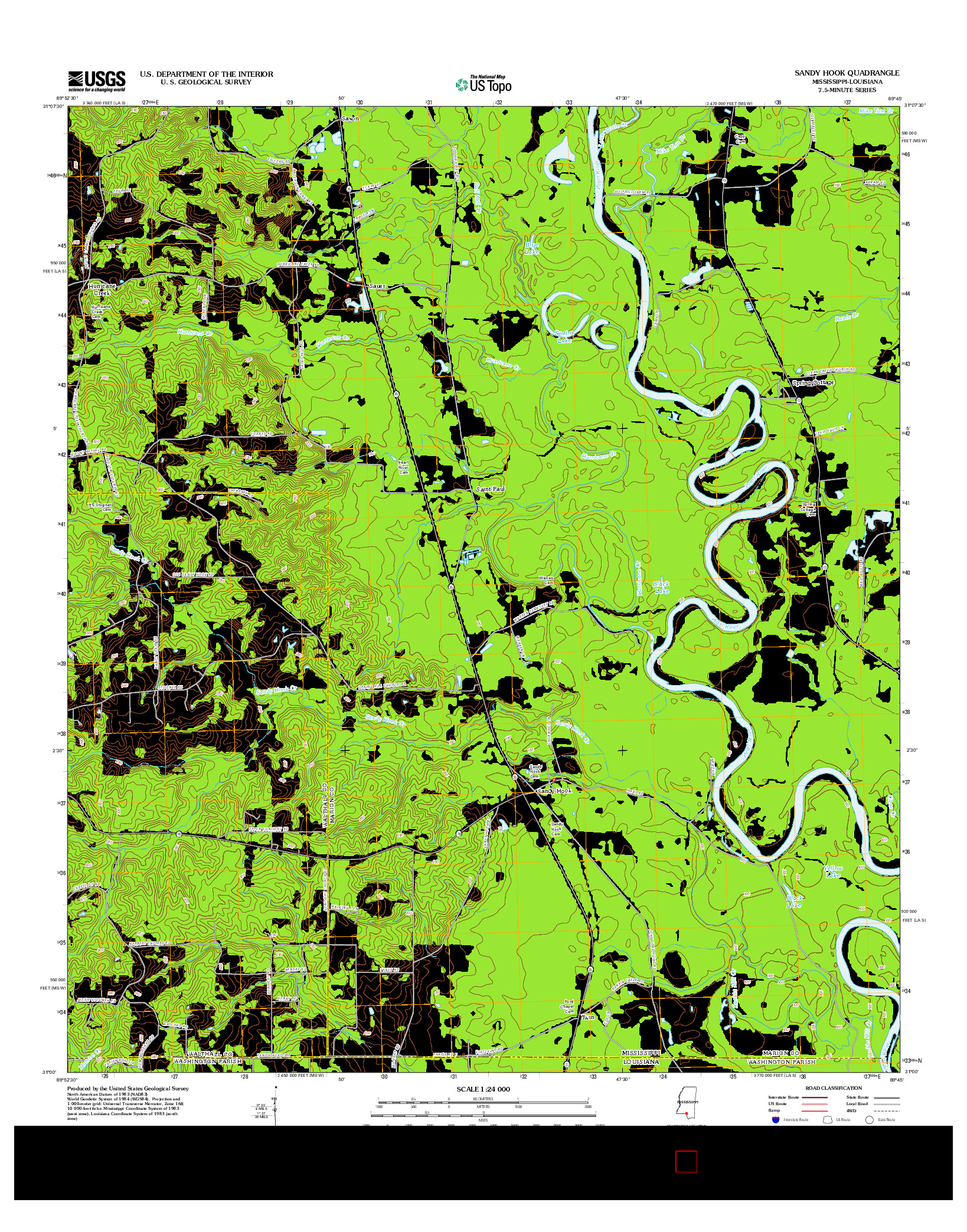 USGS US TOPO 7.5-MINUTE MAP FOR SANDY HOOK, MS-LA 2012