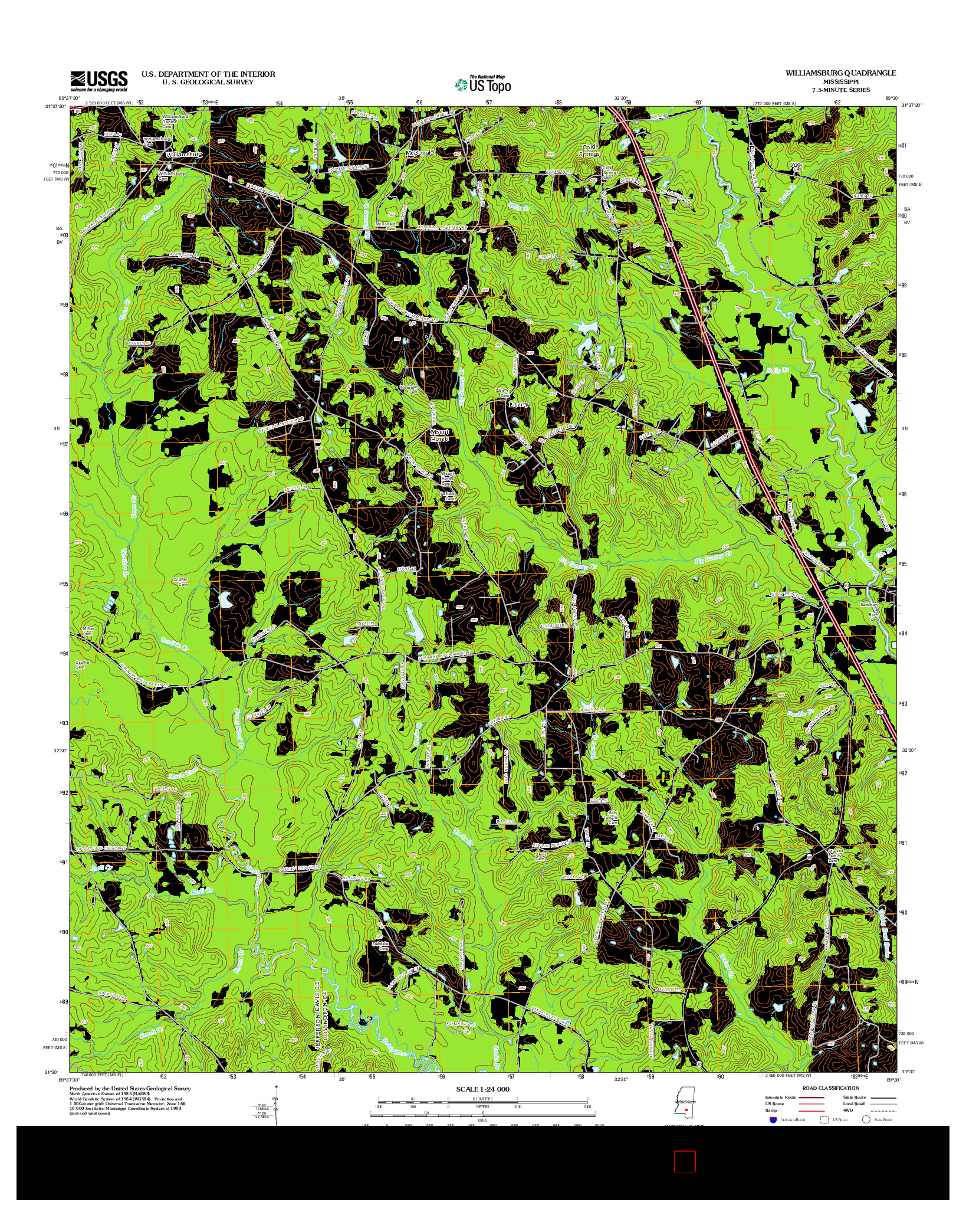 USGS US TOPO 7.5-MINUTE MAP FOR WILLIAMSBURG, MS 2012