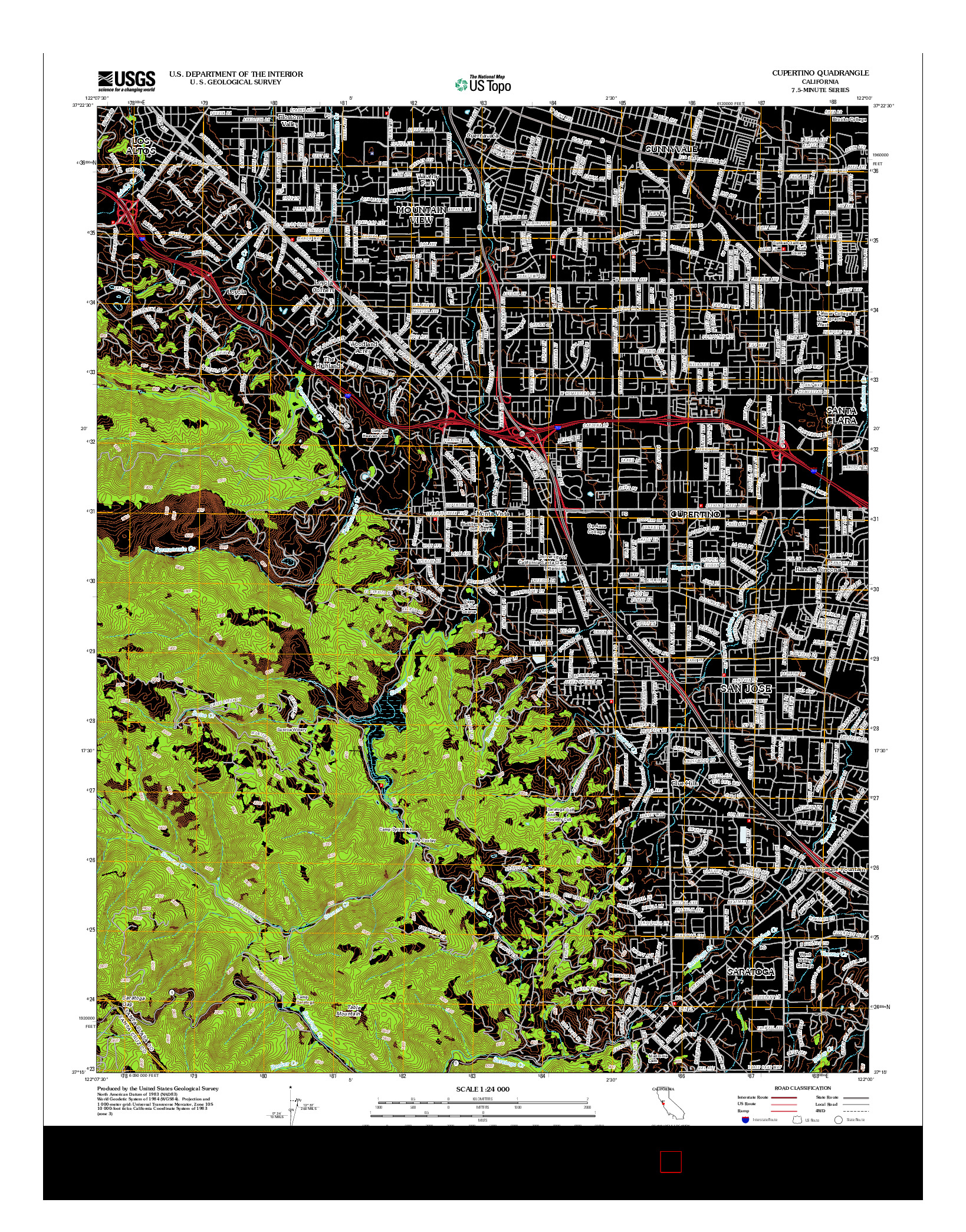 USGS US TOPO 7.5-MINUTE MAP FOR CUPERTINO, CA 2012