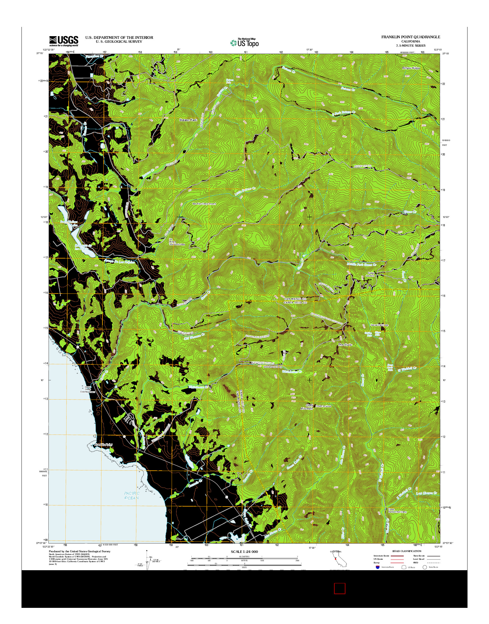 USGS US TOPO 7.5-MINUTE MAP FOR FRANKLIN POINT, CA 2012
