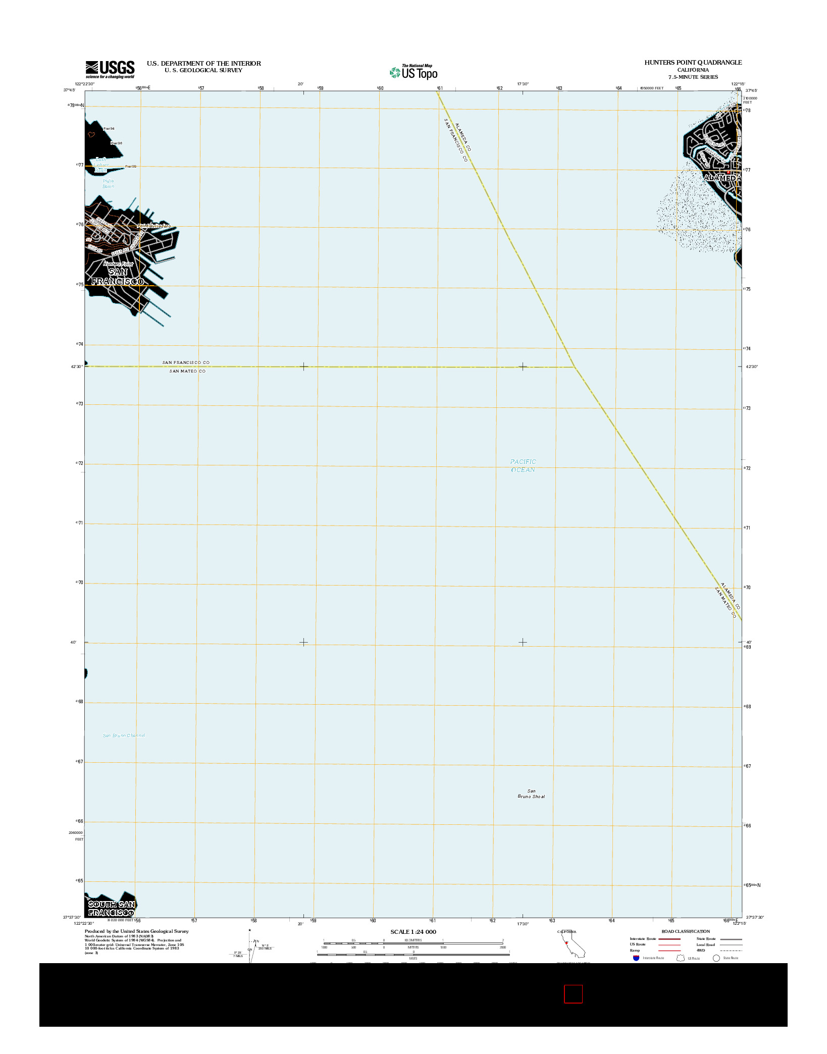 USGS US TOPO 7.5-MINUTE MAP FOR HUNTERS POINT, CA 2012