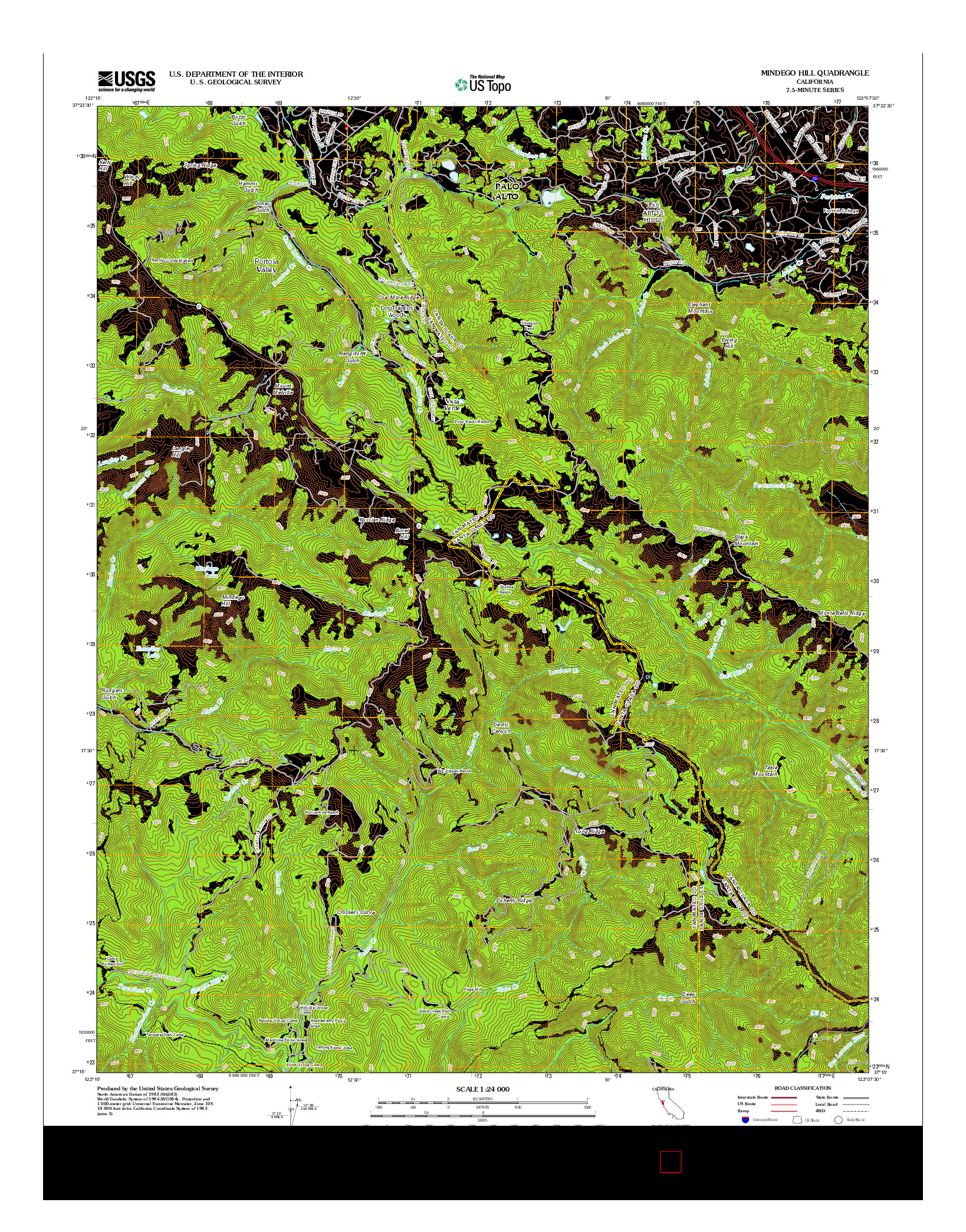 USGS US TOPO 7.5-MINUTE MAP FOR MINDEGO HILL, CA 2012