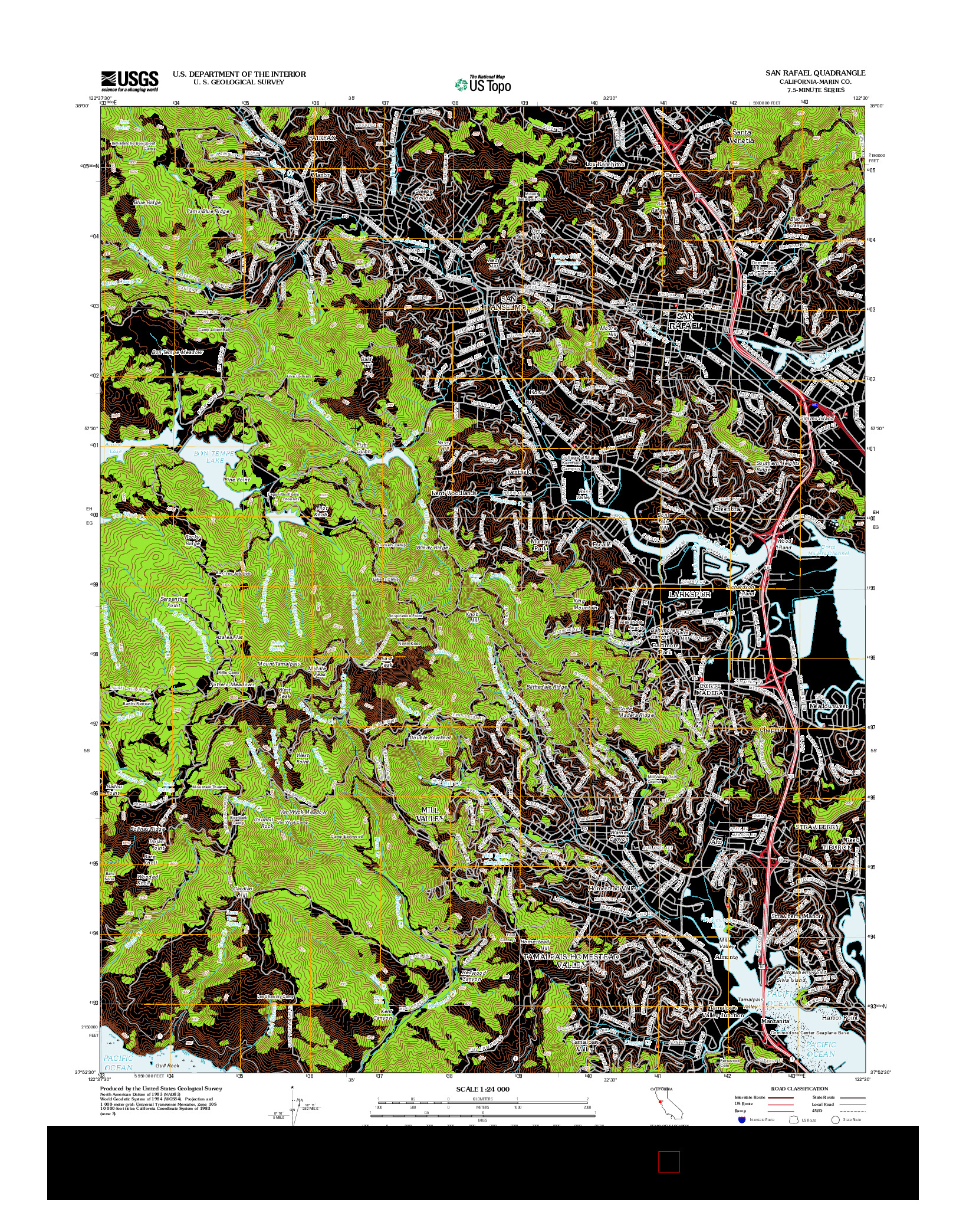 USGS US TOPO 7.5-MINUTE MAP FOR SAN RAFAEL, CA 2012