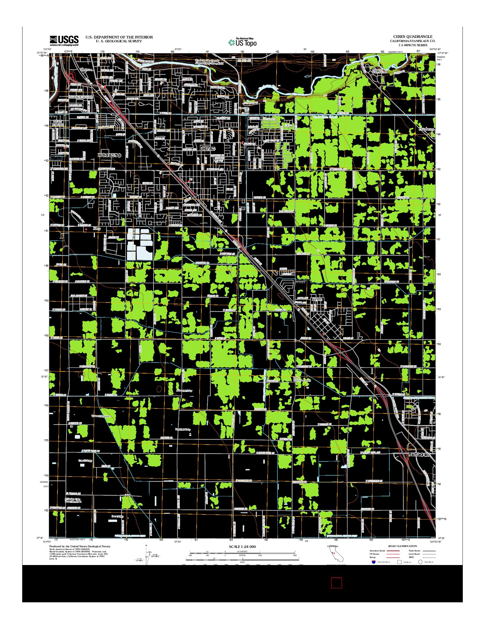 USGS US TOPO 7.5-MINUTE MAP FOR CERES, CA 2012