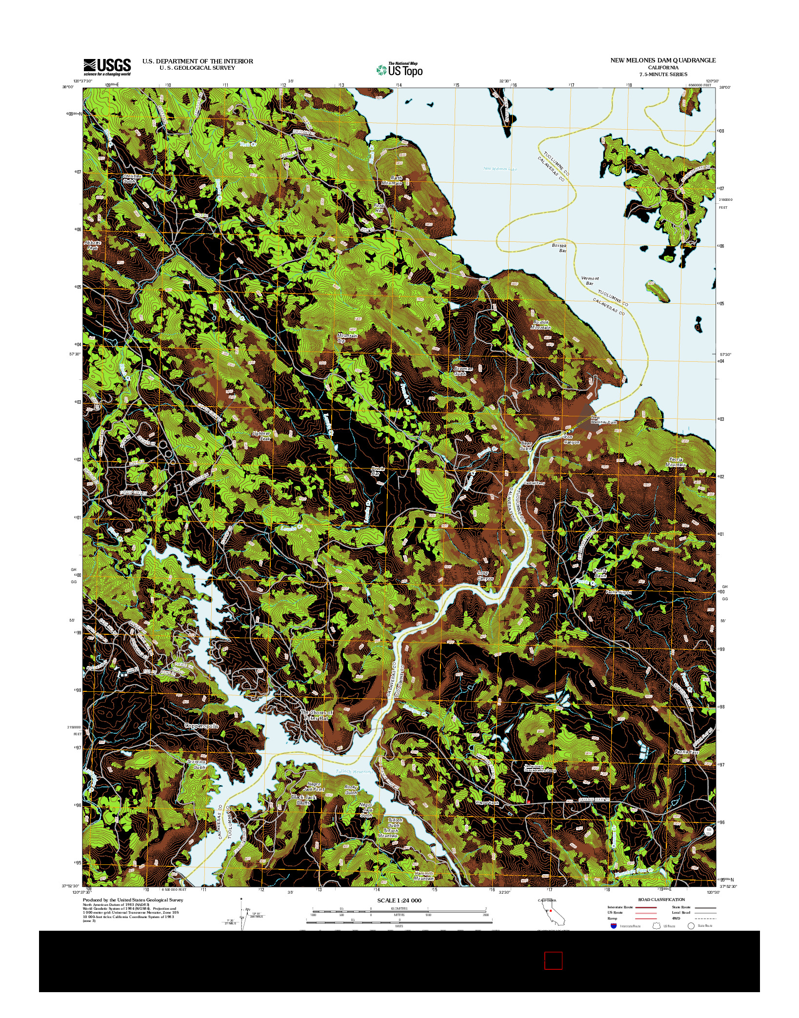 USGS US TOPO 7.5-MINUTE MAP FOR NEW MELONES DAM, CA 2012
