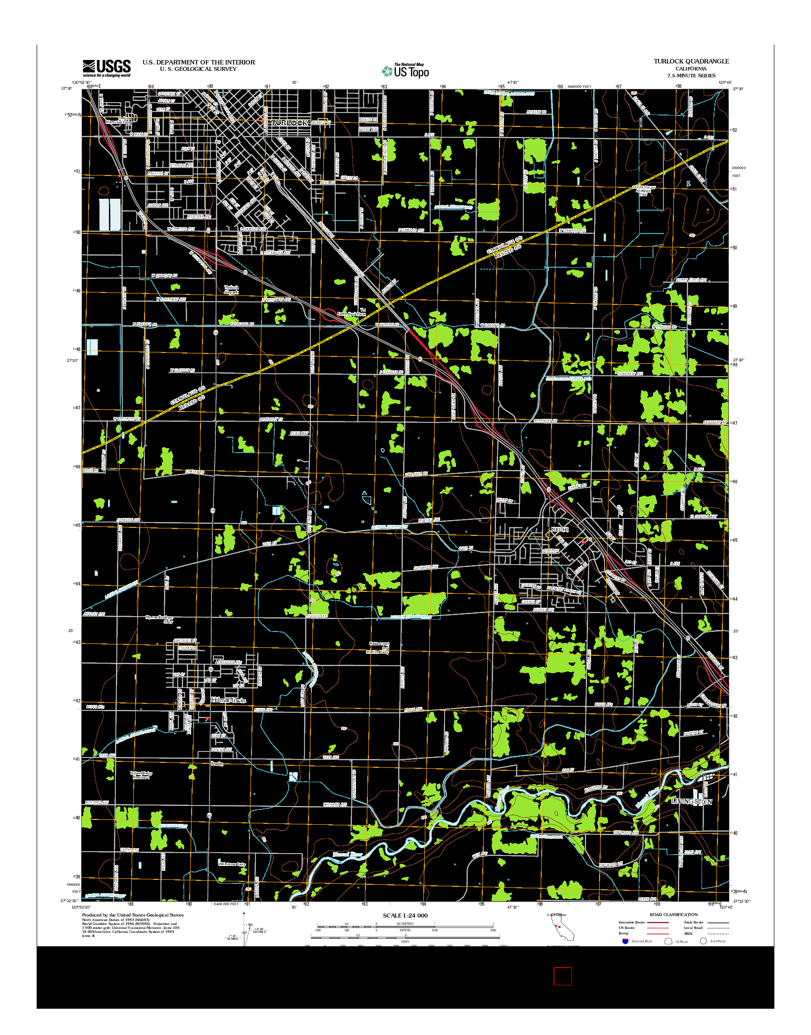 USGS US TOPO 7.5-MINUTE MAP FOR TURLOCK, CA 2012