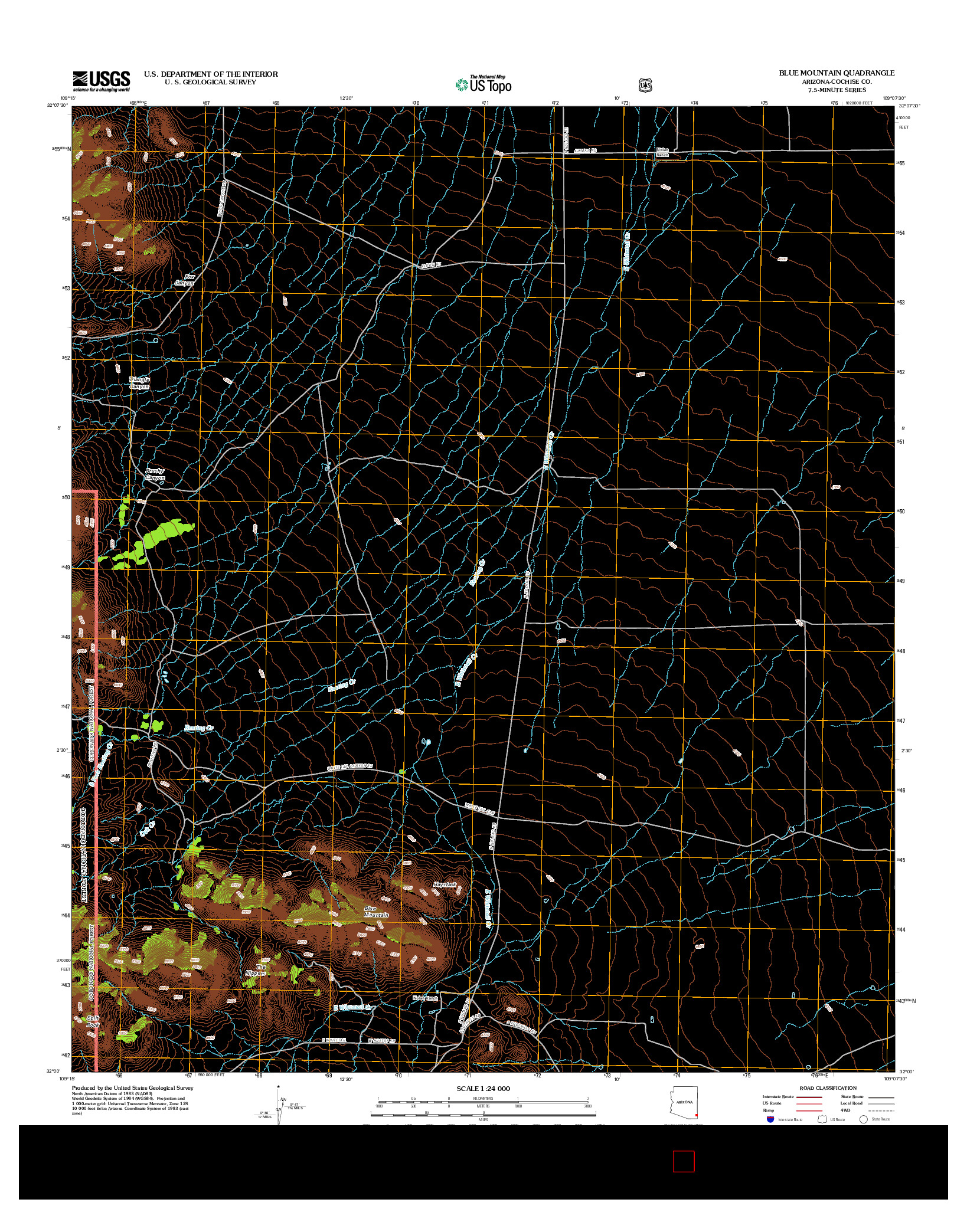 USGS US TOPO 7.5-MINUTE MAP FOR BLUE MOUNTAIN, AZ 2012
