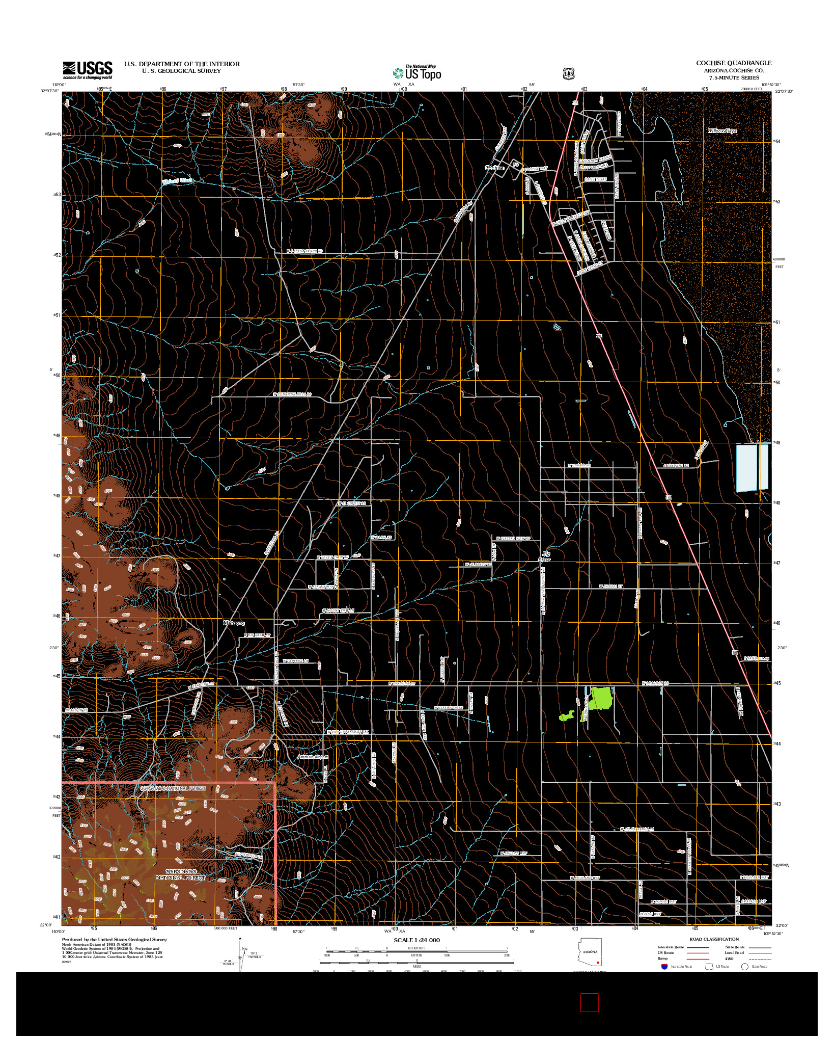 USGS US TOPO 7.5-MINUTE MAP FOR COCHISE, AZ 2012