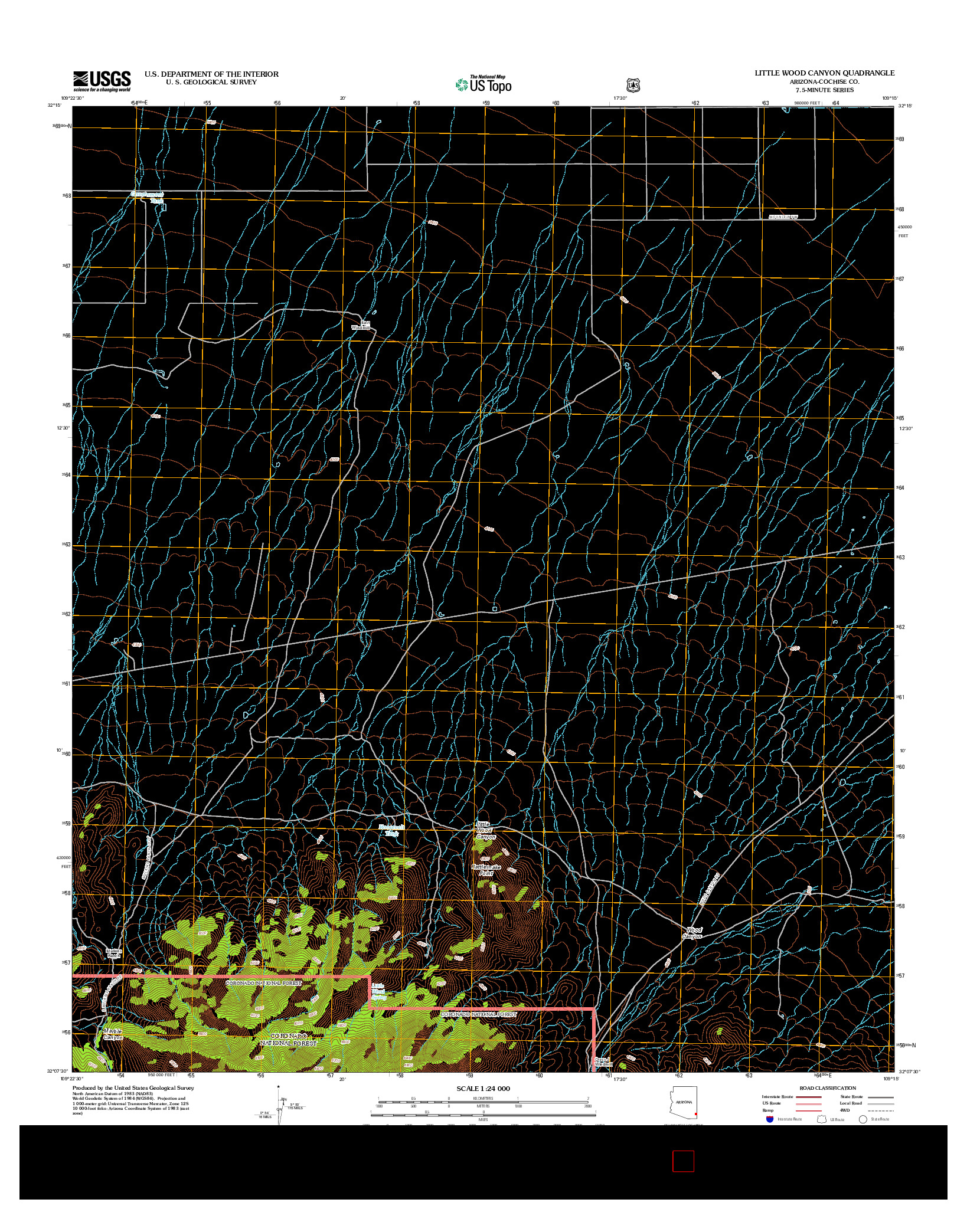 USGS US TOPO 7.5-MINUTE MAP FOR LITTLE WOOD CANYON, AZ 2012