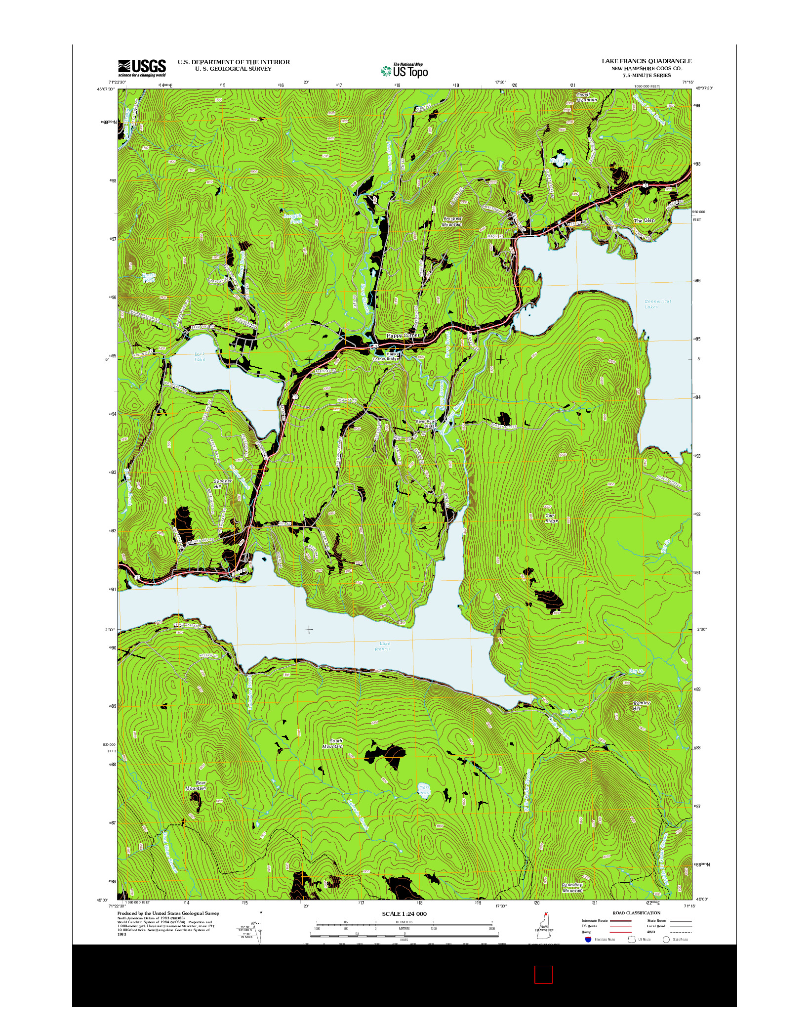 USGS US TOPO 7.5-MINUTE MAP FOR LAKE FRANCIS, NH 2012