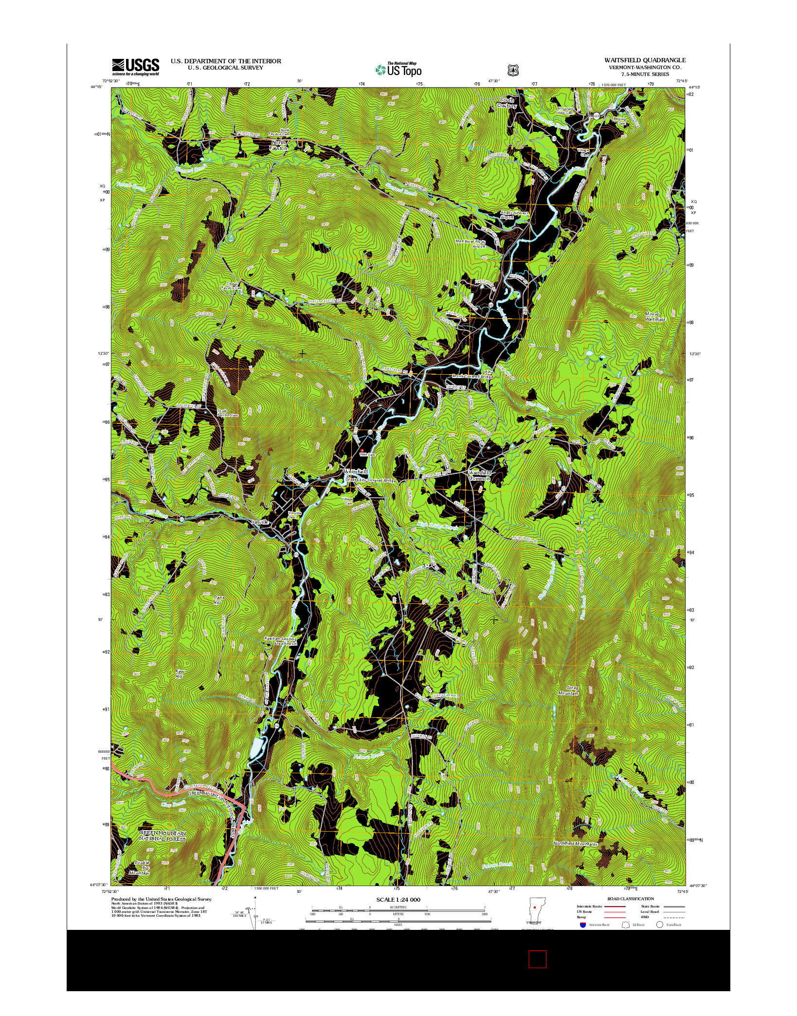 USGS US TOPO 7.5-MINUTE MAP FOR WAITSFIELD, VT 2012