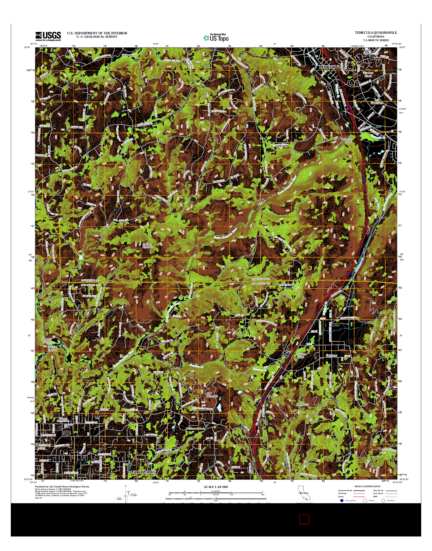 USGS US TOPO 7.5-MINUTE MAP FOR TEMECULA, CA 2012