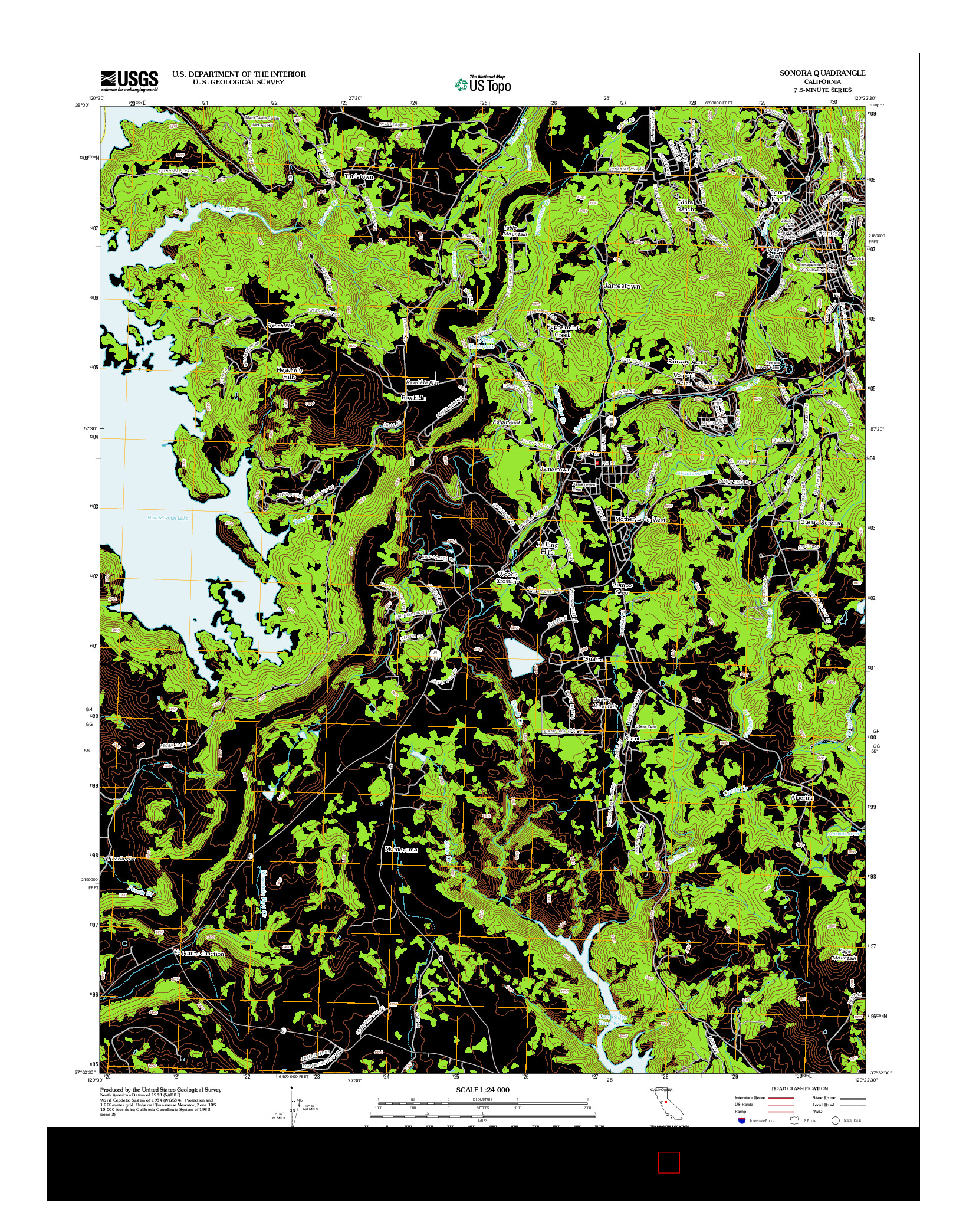 USGS US TOPO 7.5-MINUTE MAP FOR SONORA, CA 2012