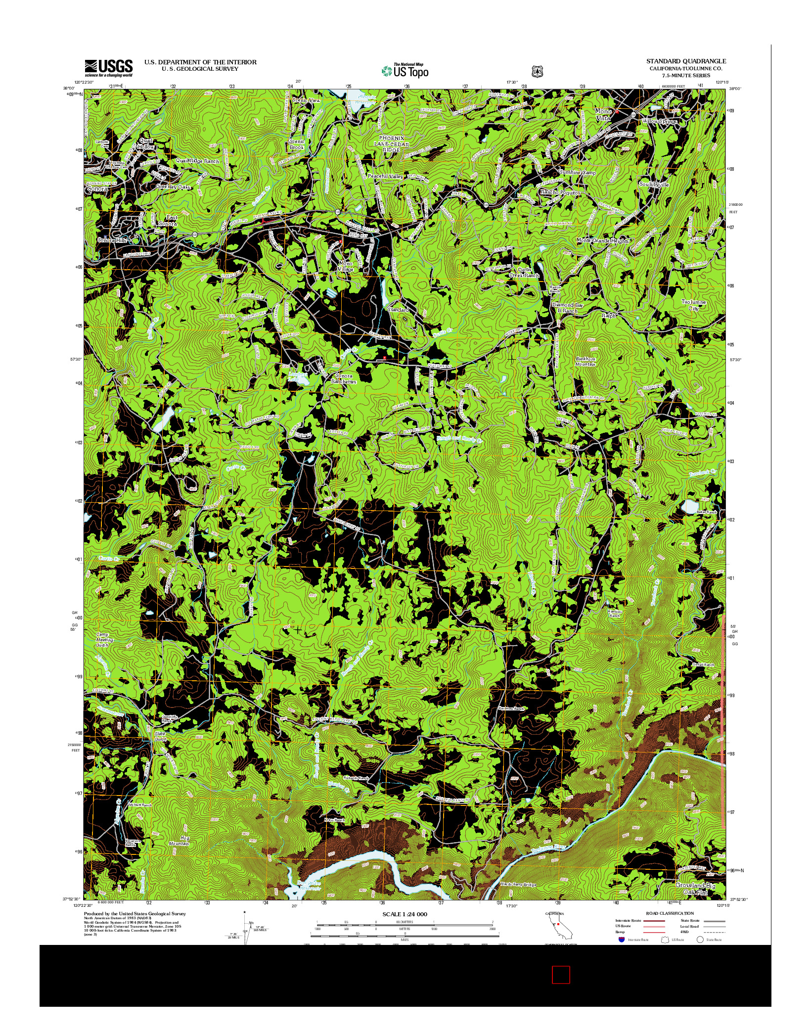 USGS US TOPO 7.5-MINUTE MAP FOR STANDARD, CA 2012