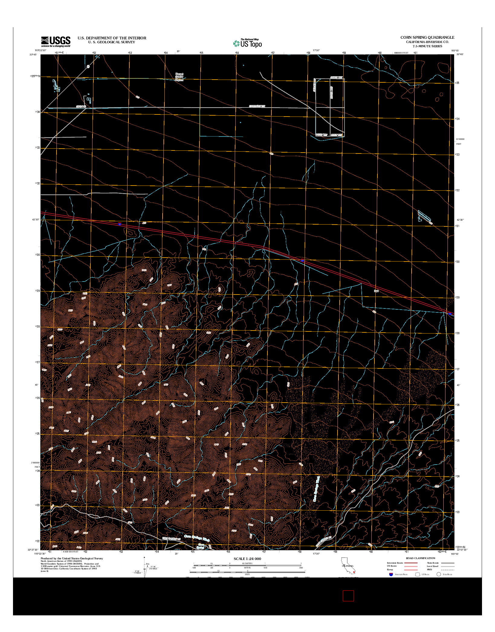USGS US TOPO 7.5-MINUTE MAP FOR CORN SPRING, CA 2012