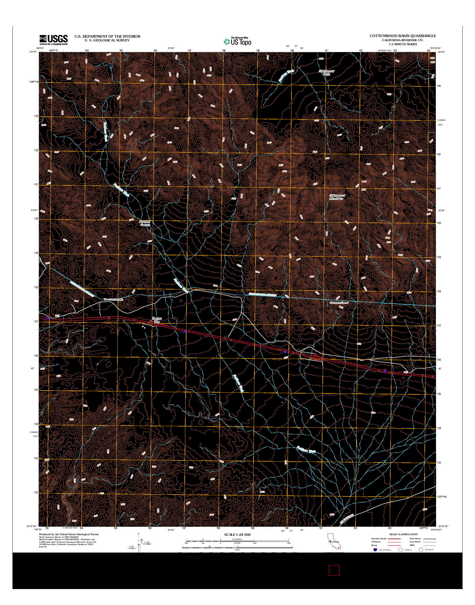 USGS US TOPO 7.5-MINUTE MAP FOR COTTONWOOD BASIN, CA 2012