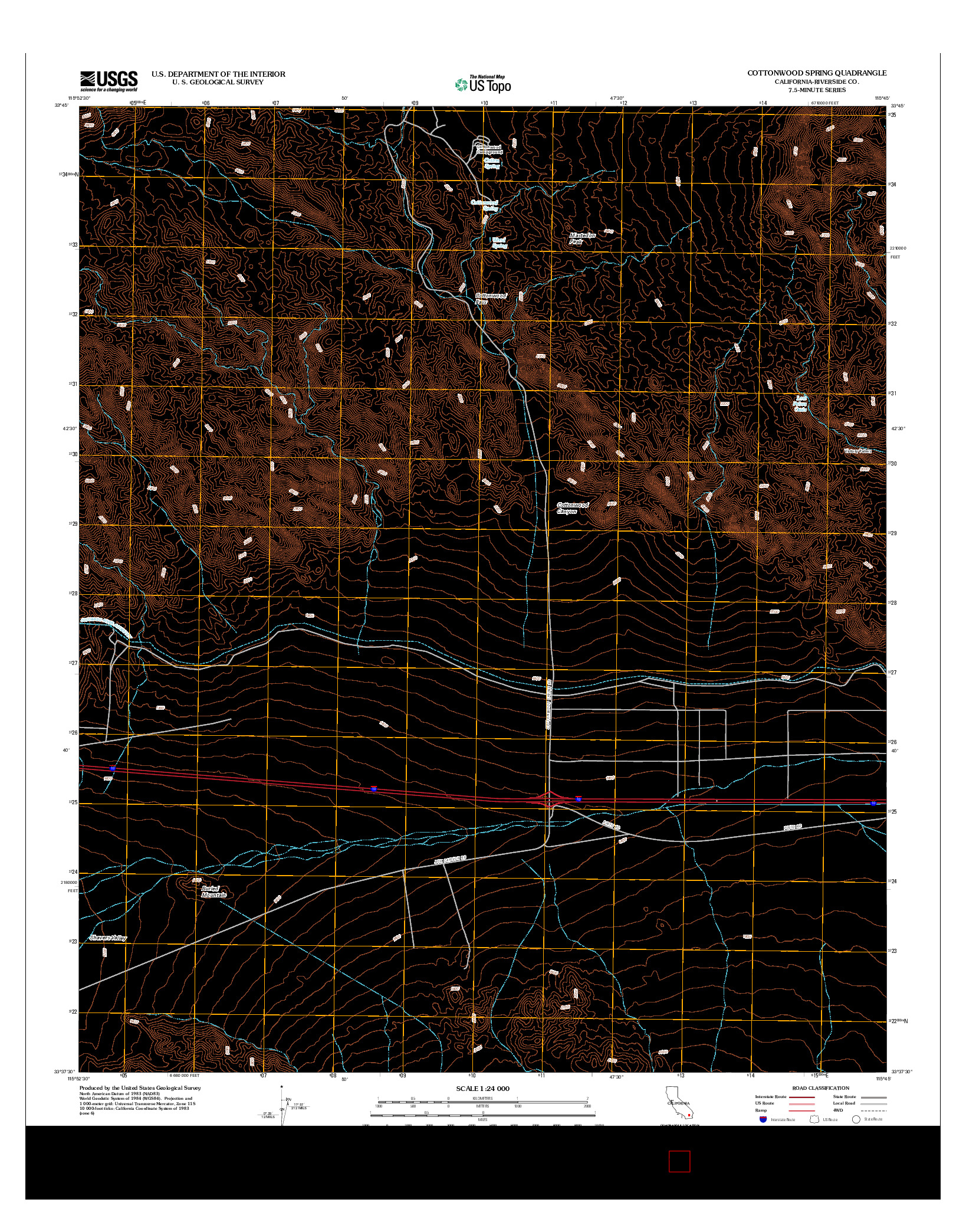 USGS US TOPO 7.5-MINUTE MAP FOR COTTONWOOD SPRING, CA 2012