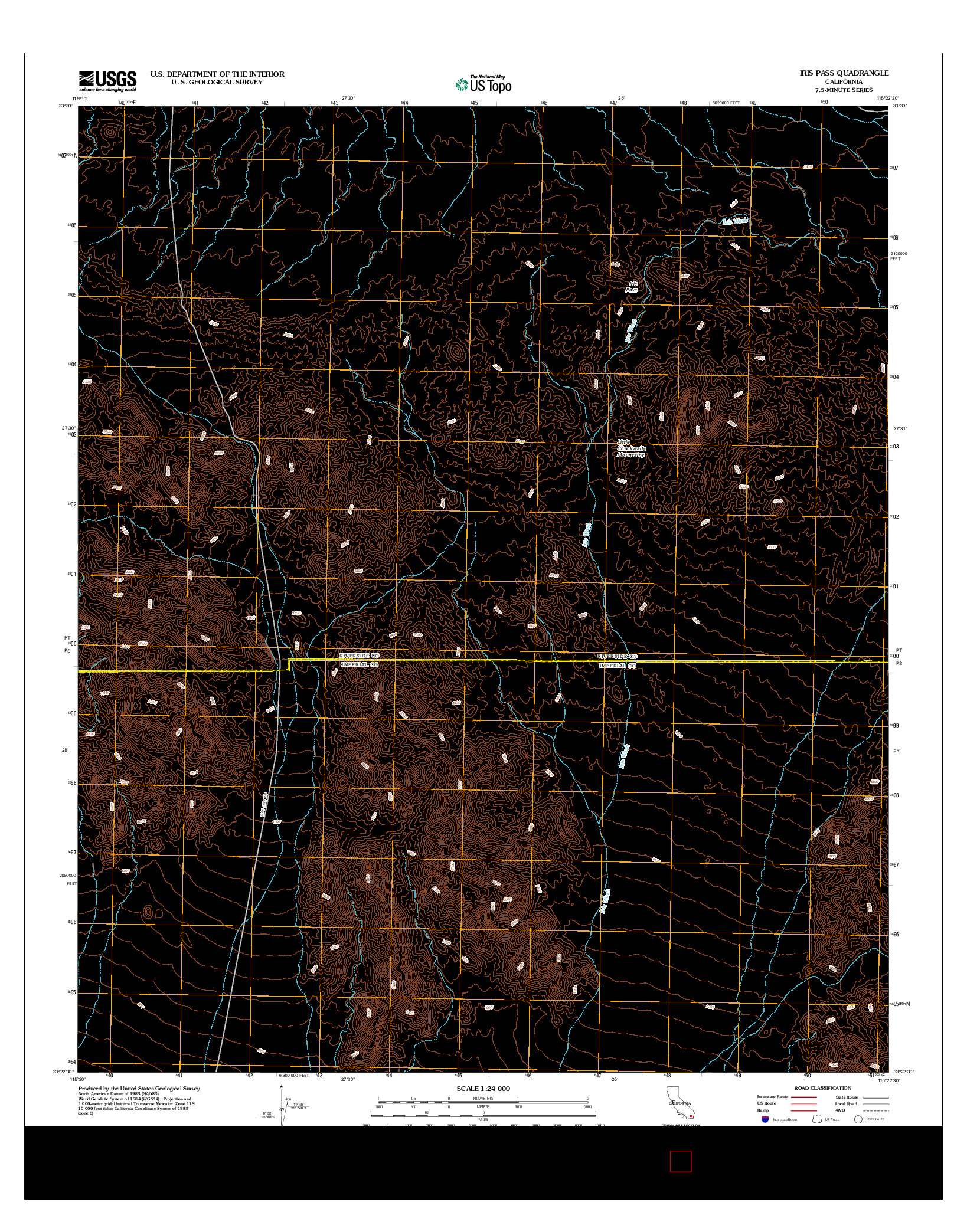 USGS US TOPO 7.5-MINUTE MAP FOR IRIS PASS, CA 2012