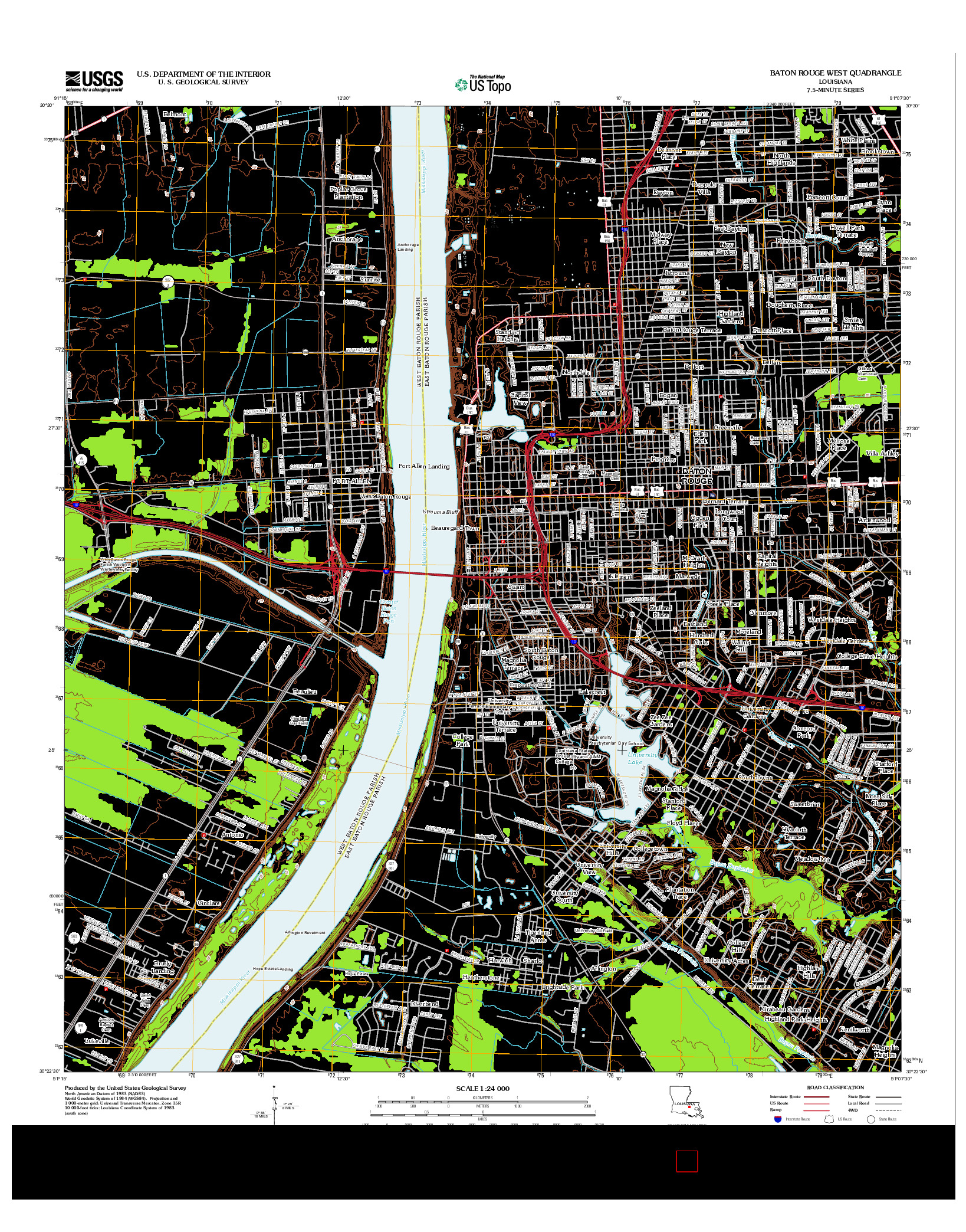 USGS US TOPO 7.5-MINUTE MAP FOR BATON ROUGE WEST, LA 2012