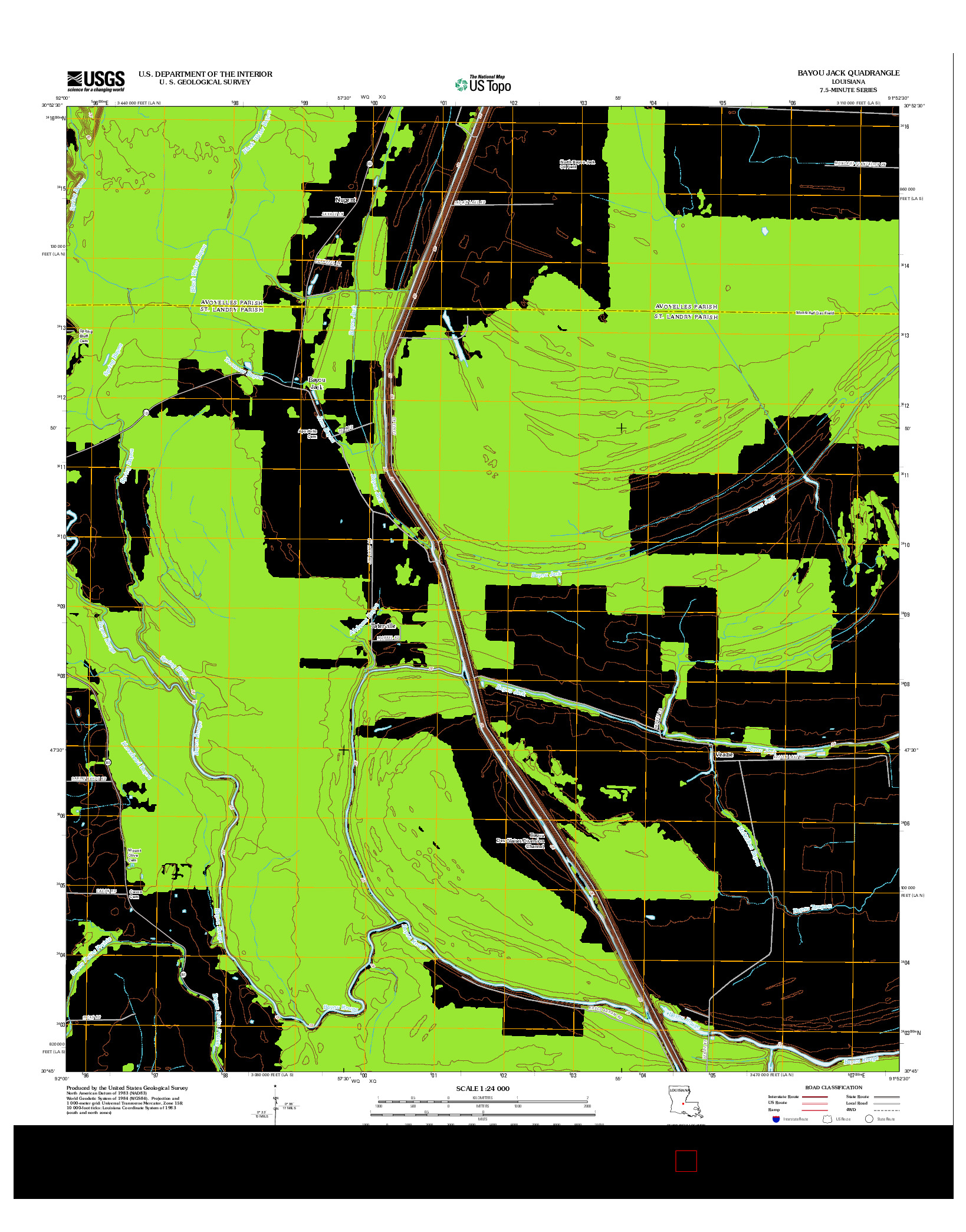 USGS US TOPO 7.5-MINUTE MAP FOR BAYOU JACK, LA 2012