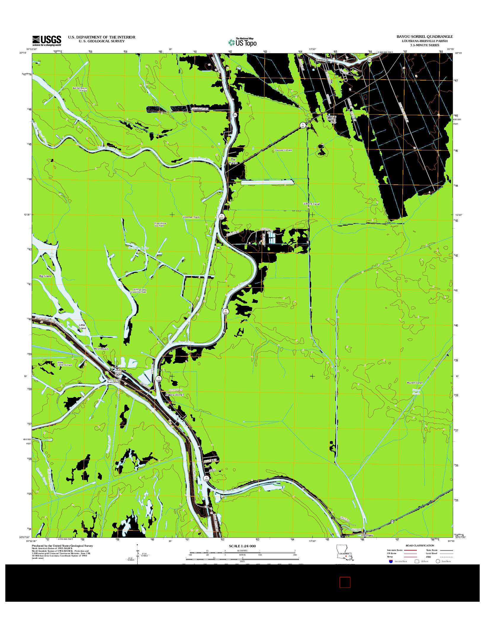 USGS US TOPO 7.5-MINUTE MAP FOR BAYOU SORREL, LA 2012