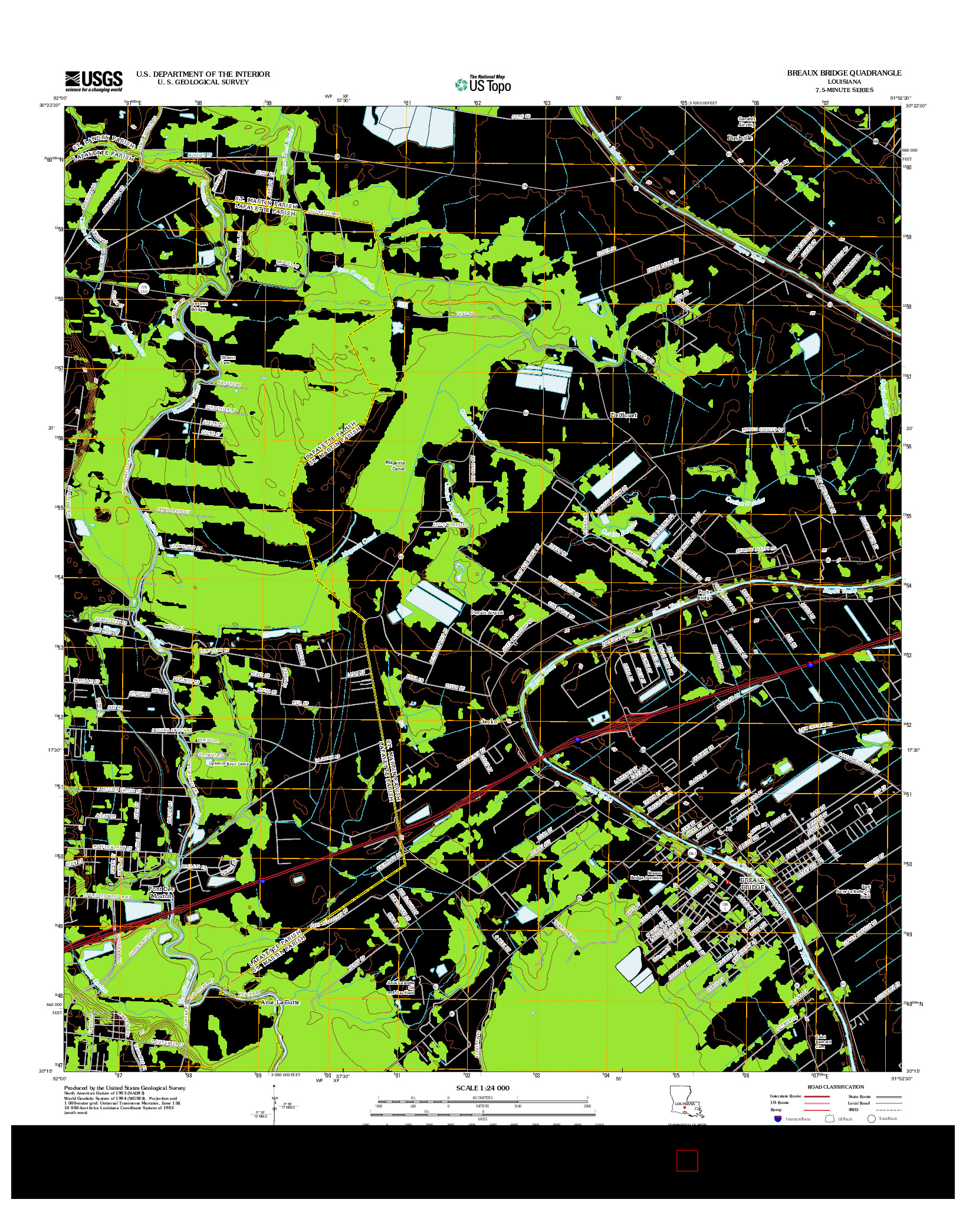 USGS US TOPO 7.5-MINUTE MAP FOR BREAUX BRIDGE, LA 2012