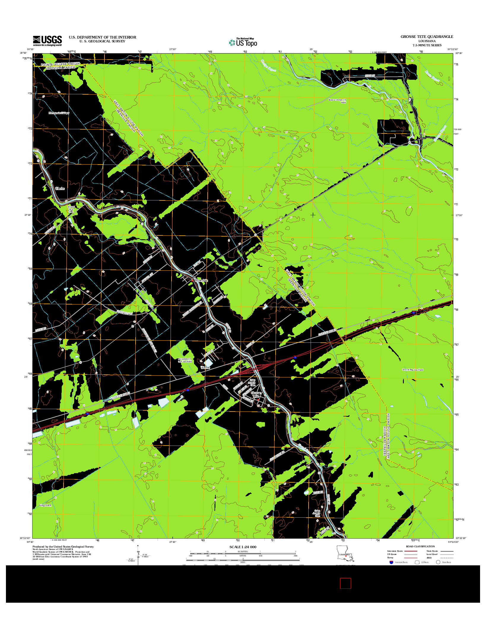 USGS US TOPO 7.5-MINUTE MAP FOR GROSSE TETE, LA 2012