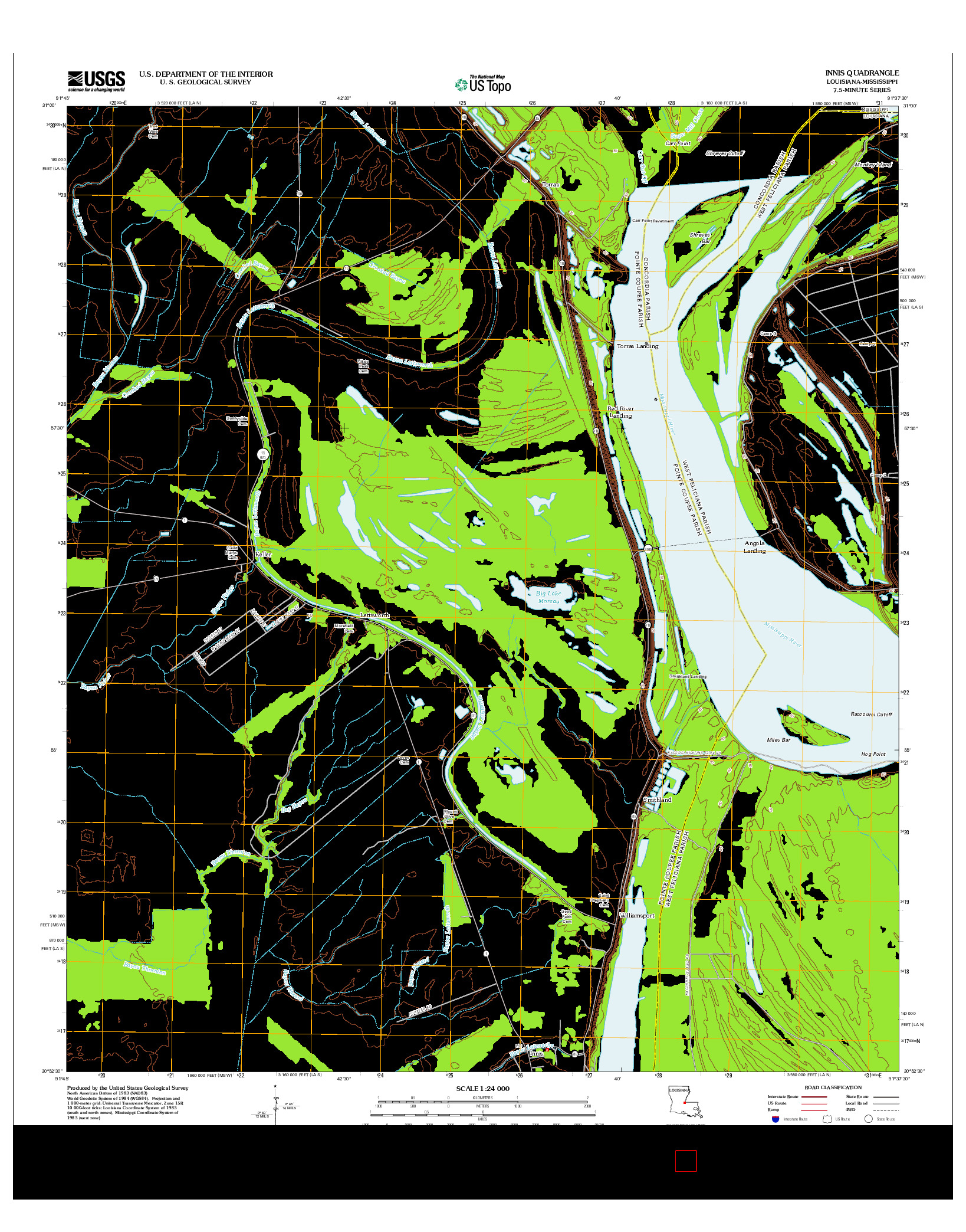 USGS US TOPO 7.5-MINUTE MAP FOR INNIS, LA-MS 2012