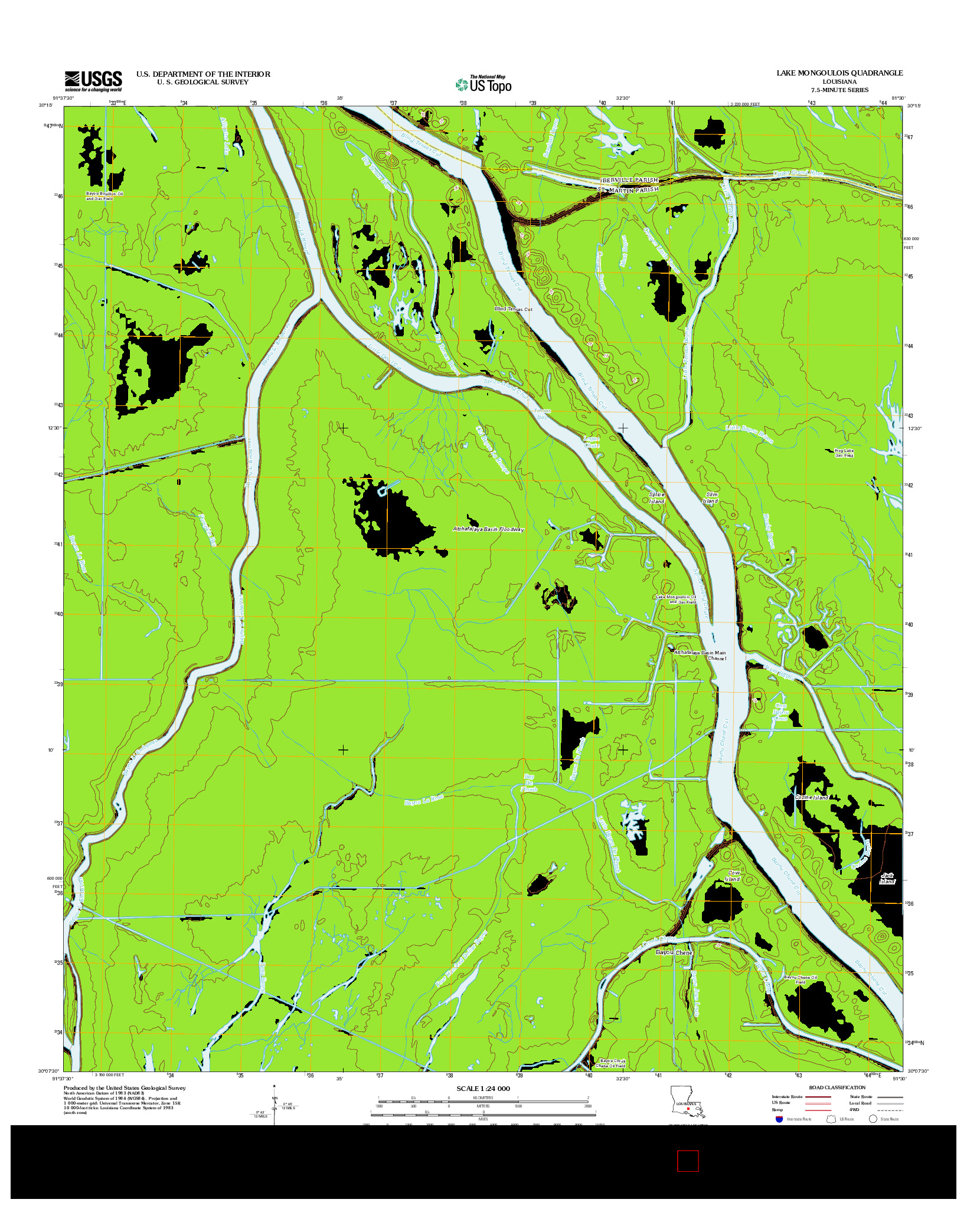 USGS US TOPO 7.5-MINUTE MAP FOR LAKE MONGOULOIS, LA 2012