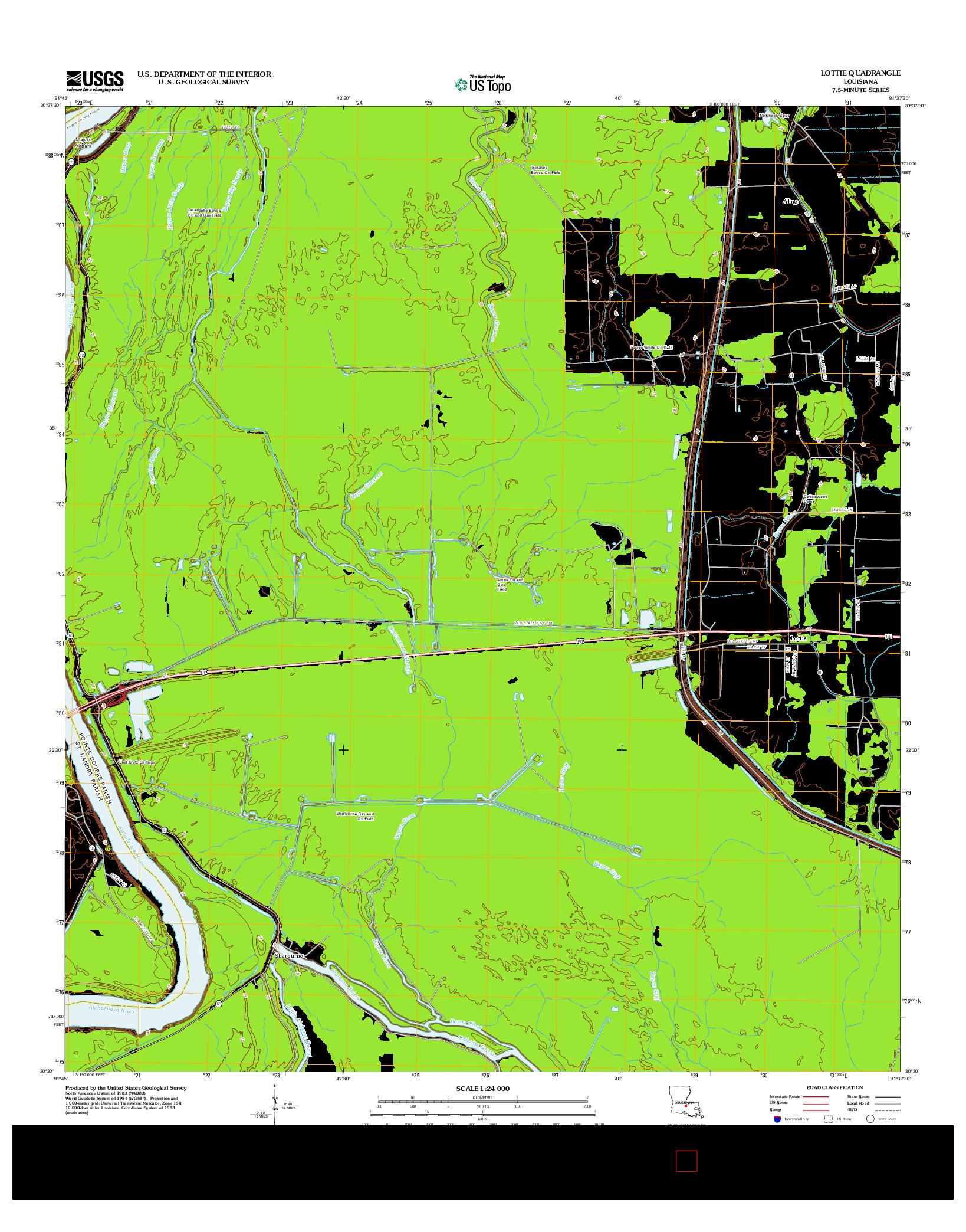 USGS US TOPO 7.5-MINUTE MAP FOR LOTTIE, LA 2012