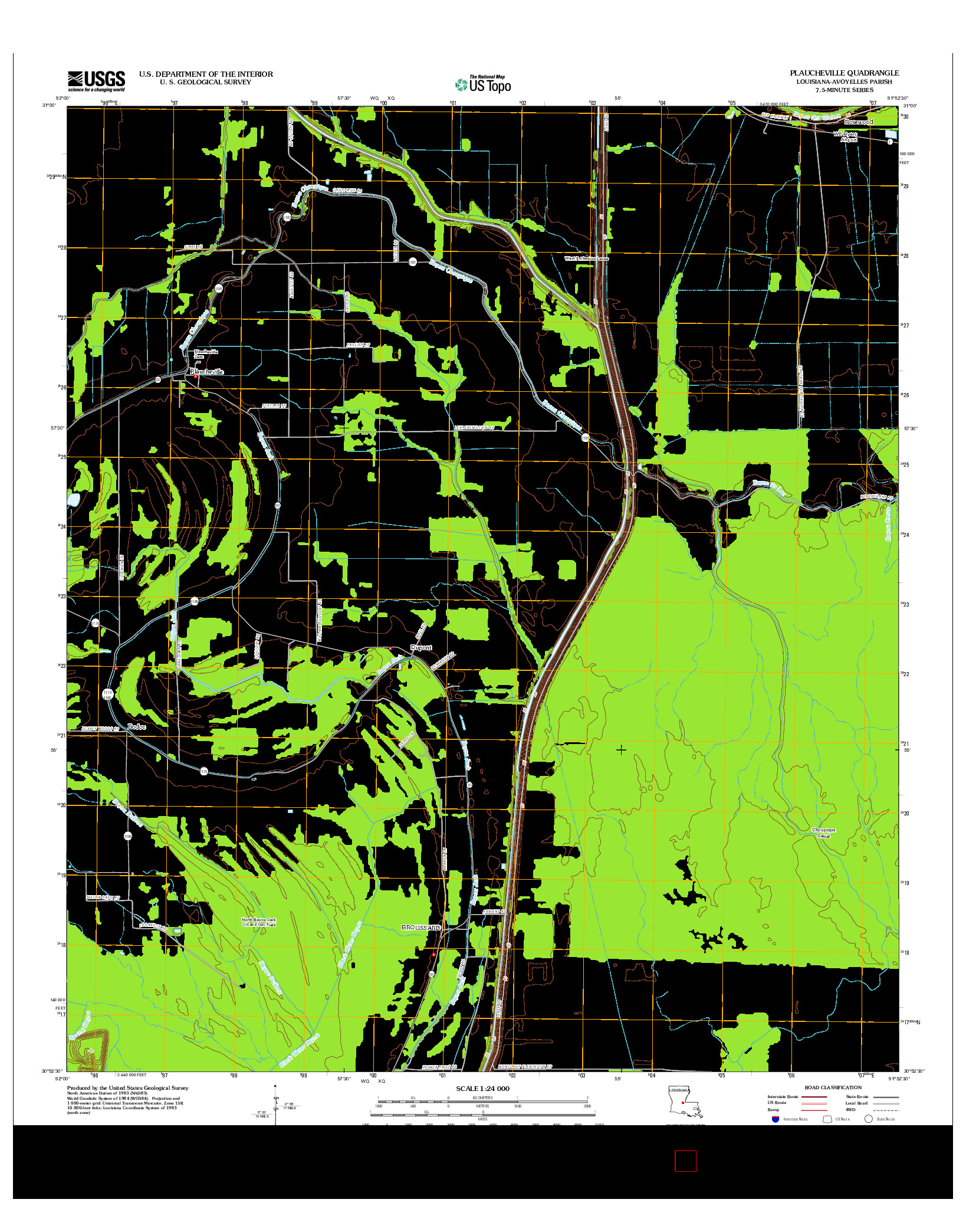 USGS US TOPO 7.5-MINUTE MAP FOR PLAUCHEVILLE, LA 2012