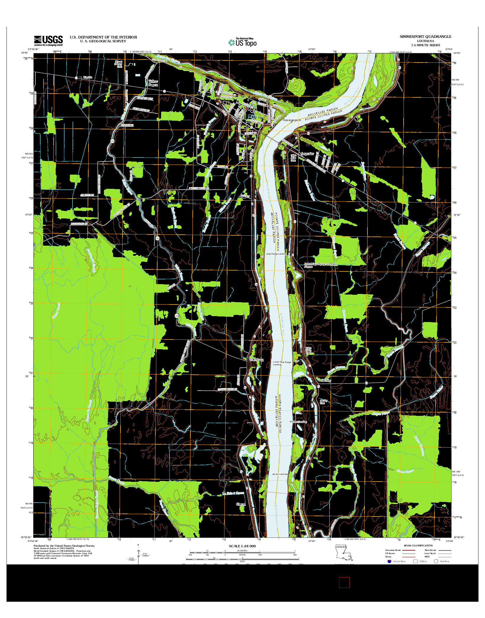USGS US TOPO 7.5-MINUTE MAP FOR SIMMESPORT, LA 2012