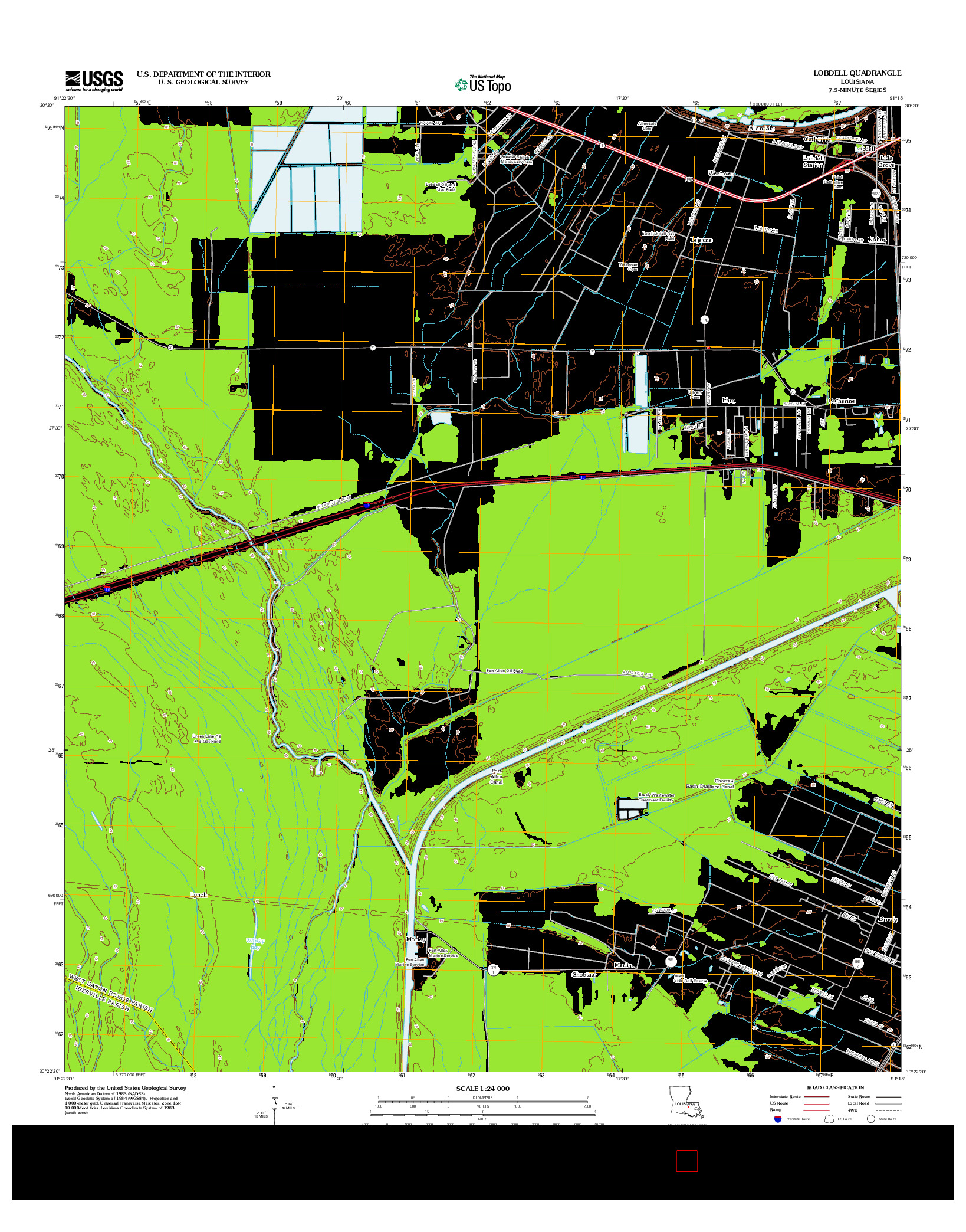 USGS US TOPO 7.5-MINUTE MAP FOR LOBDELL, LA 2012