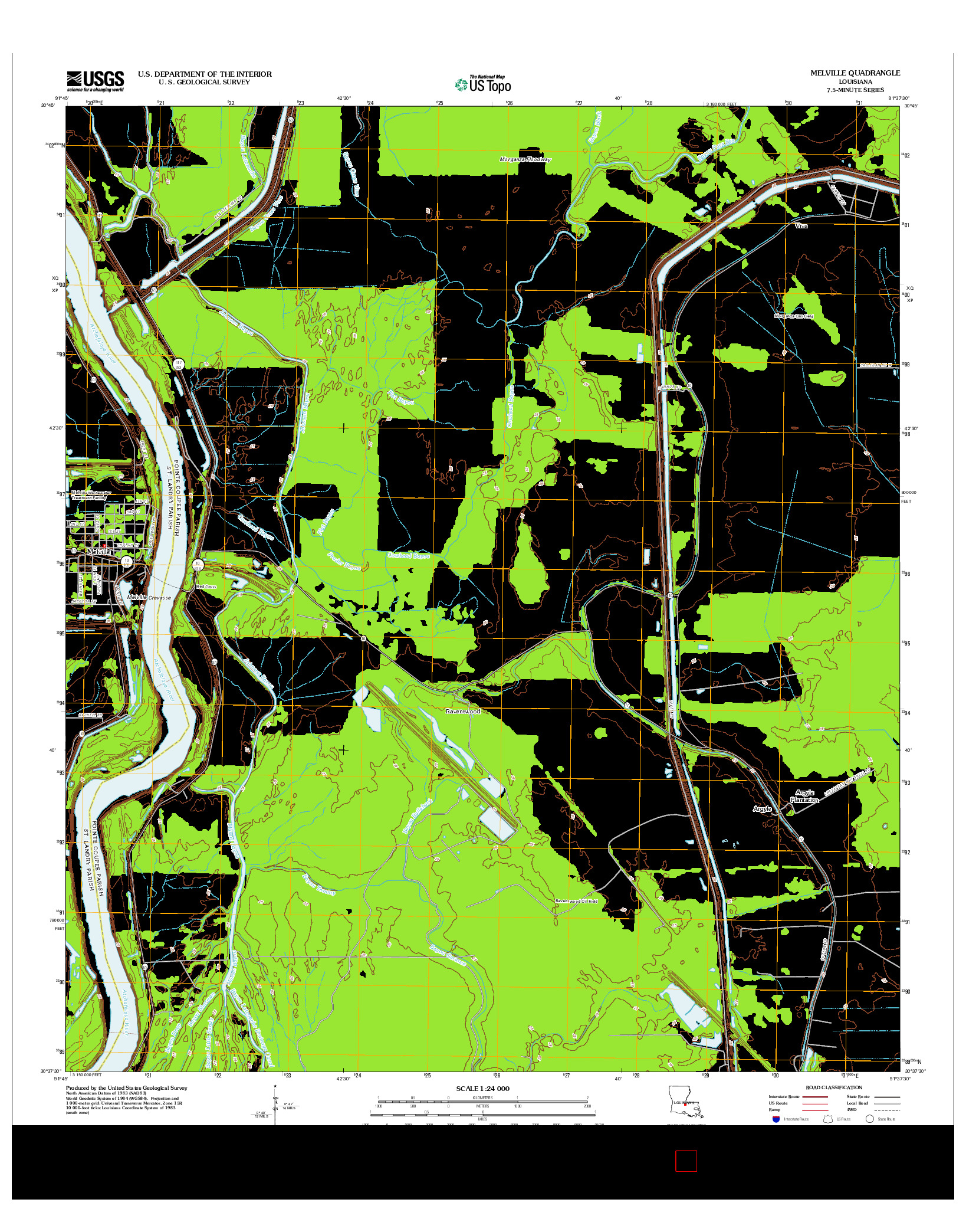 USGS US TOPO 7.5-MINUTE MAP FOR MELVILLE, LA 2012